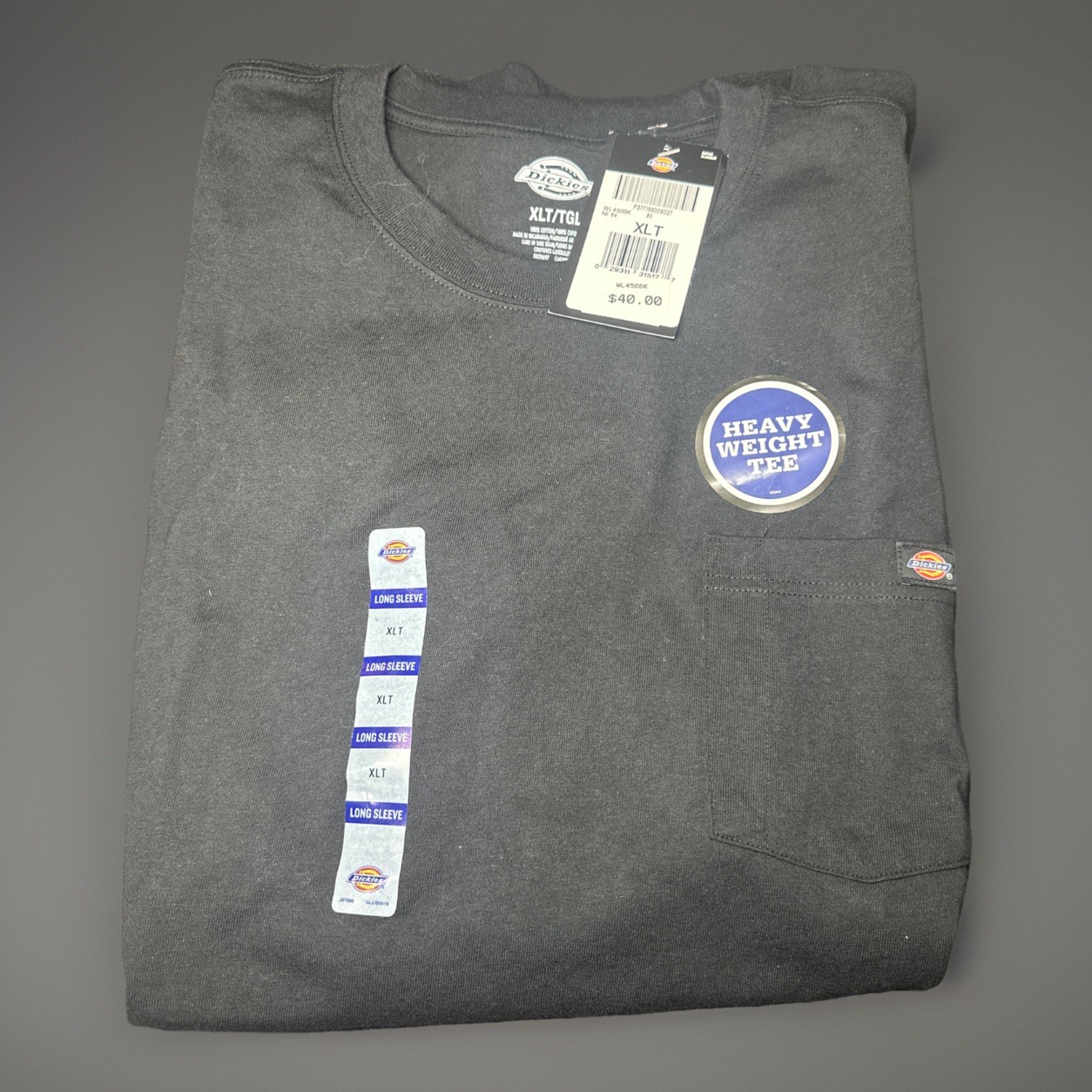 Dickies Long Sleeve Heavyweight Pocket Tee. Dickies Pocket T WL450, Black XLT