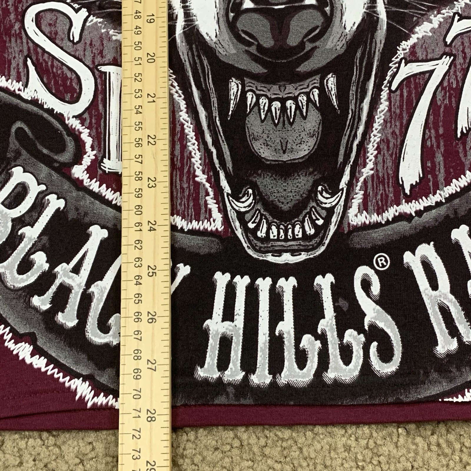 Sturgis MEDIUM Maroon Shirt Wolf AOP Biker Black Hills Rally 2017 South Dakota