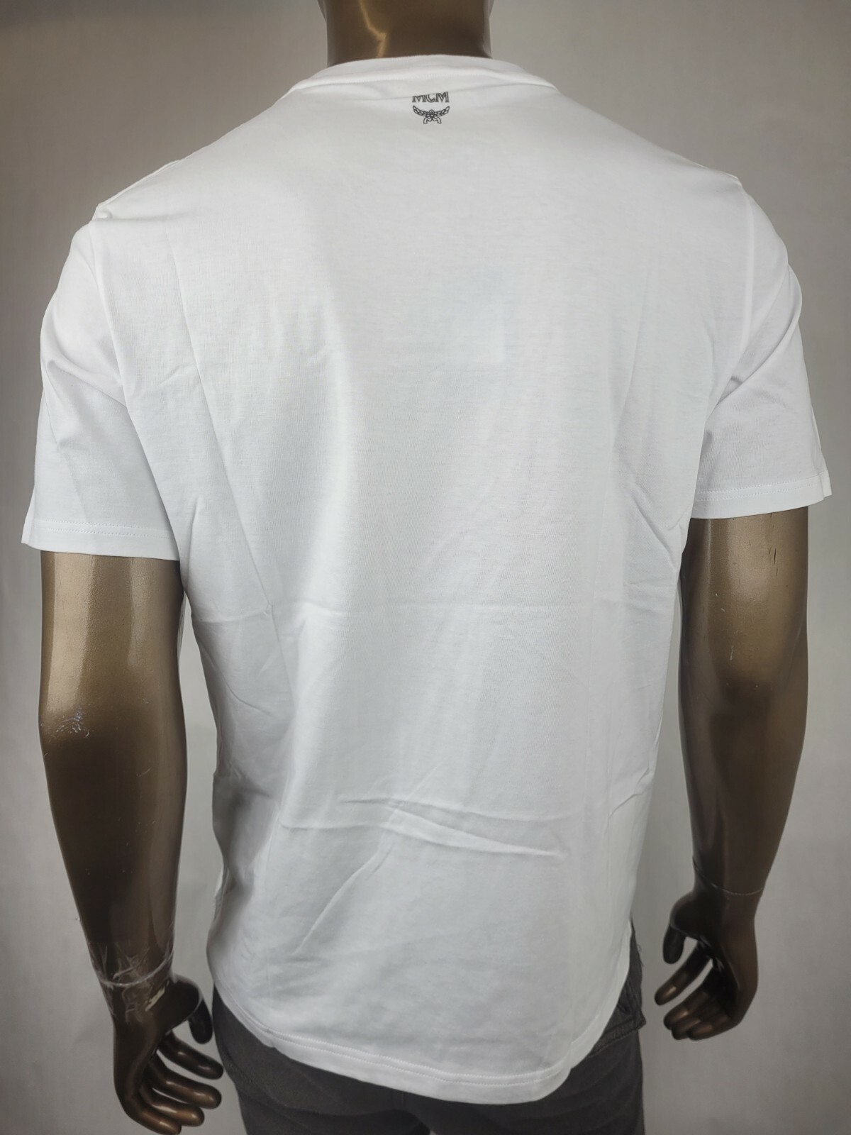 $225 MCM Men’s White Cotton Neon Yellow Nylon Pocket Flo T-Shirt MHT9ALC07WT