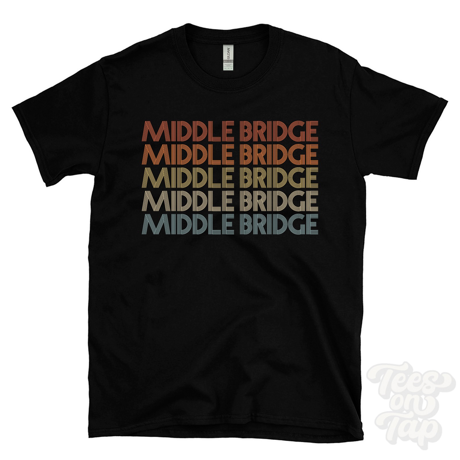 MIDDLE BRIDGE REPEATED RETRO STYLE T-SHIRT mens & womens uk place name gift