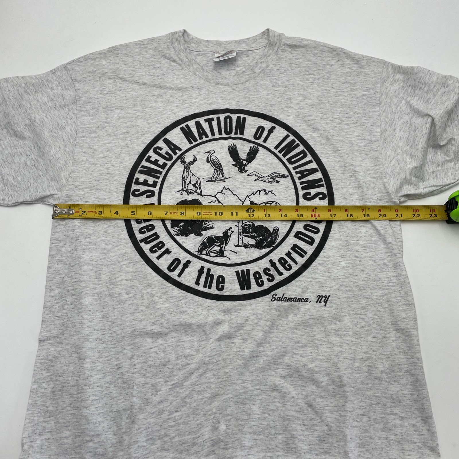 Hanes T-Shirt Adult Large 50/50 Cotton Poly Gray Seneca Nation Of Indians Tee