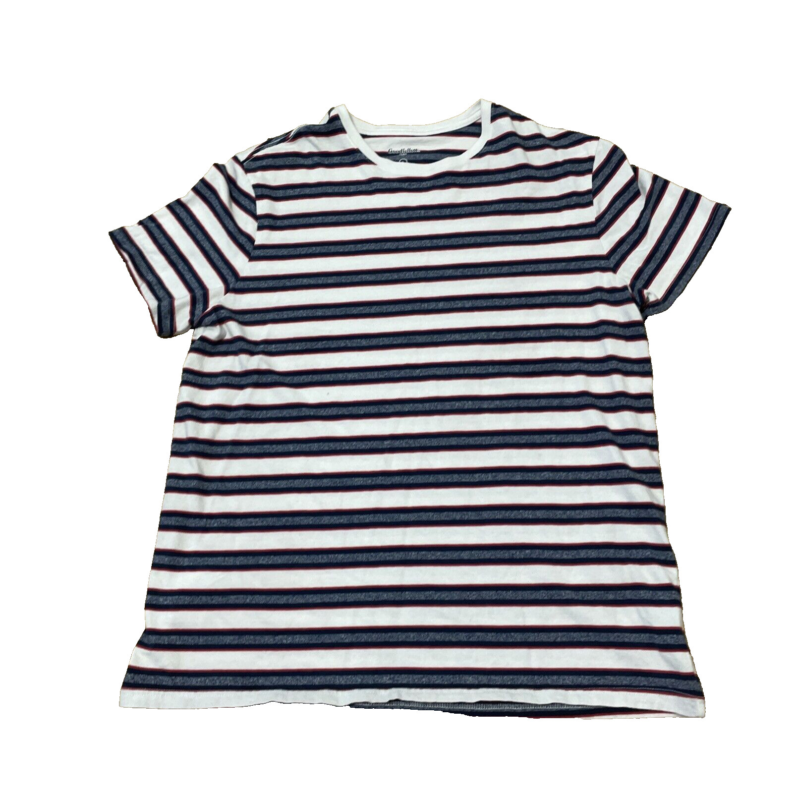 Goodfellow Co T Shirt Mens L White Stripe Hoop Red Blue Preppy Retro Skate Tee L