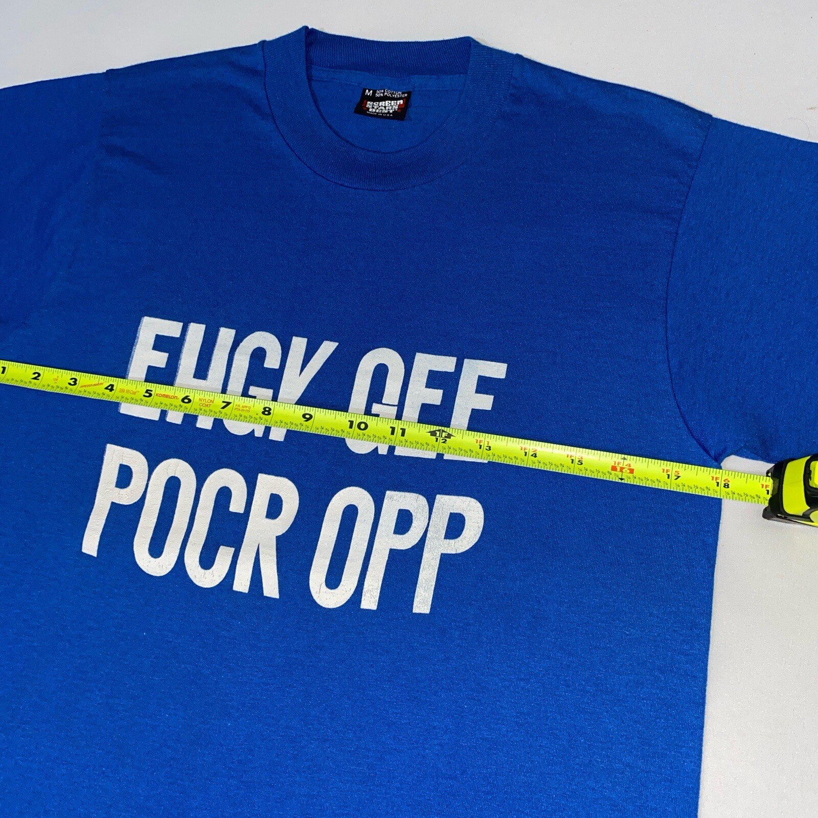 Vintage 90s Humor Quote Fold Up T-shirt Size M Blue Single Stitch Grunge Skater