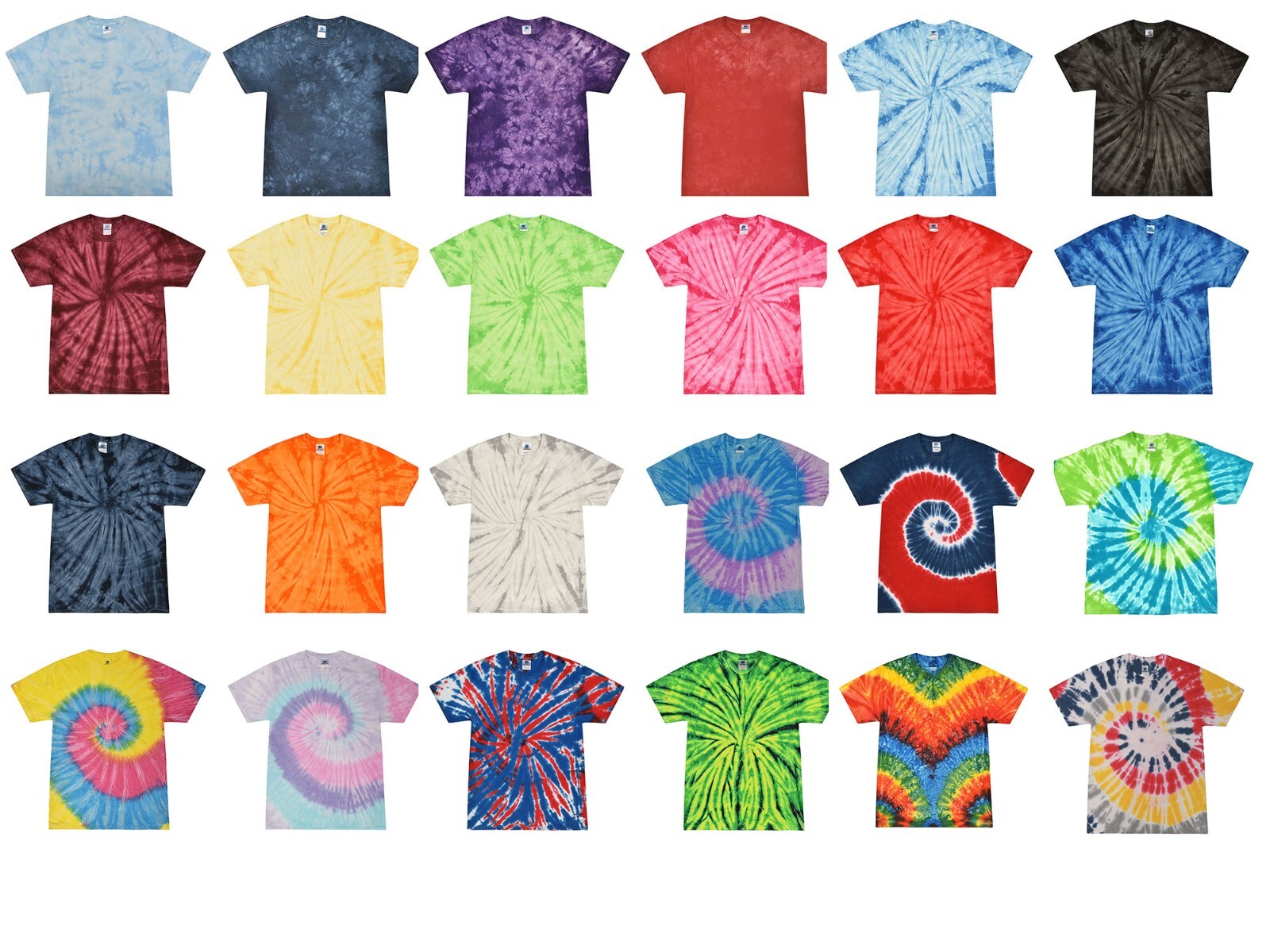 Tie Dye T-Shirts Multi-Color Adult XL 100% Cotton Colortone