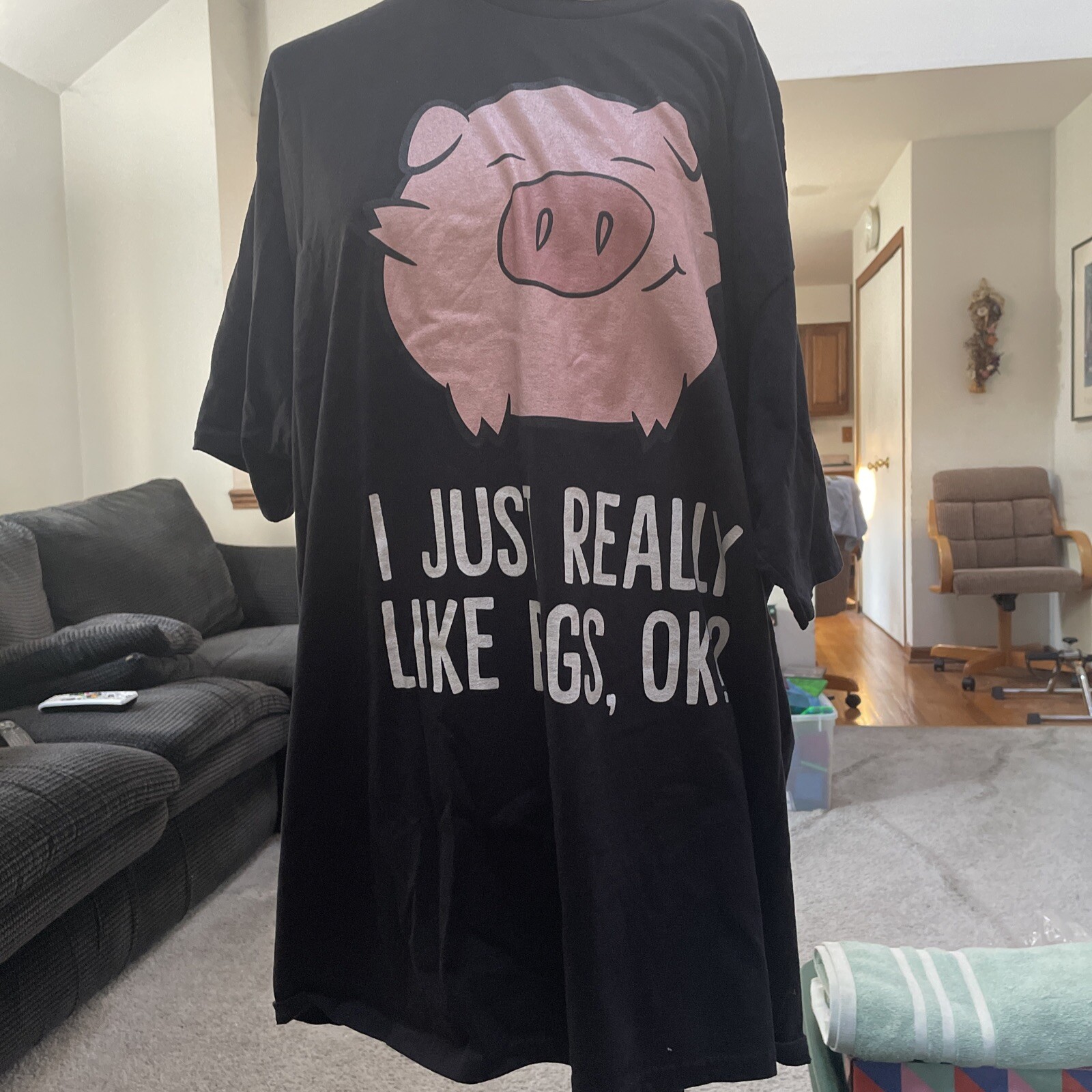 Port & Co. Black Short Sleeve I Just Really Like Pigs OK T Shirt Size 3 XL