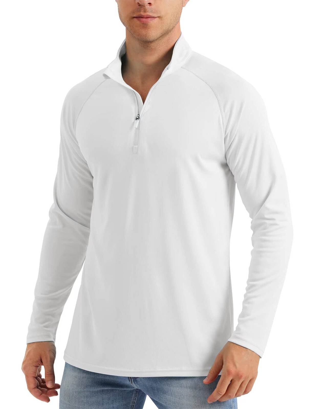 Mens Long Sleeve Shirt 1/4 Zip Sun Protection Shirts UPF 50+ Outdoor Hiking Tops
