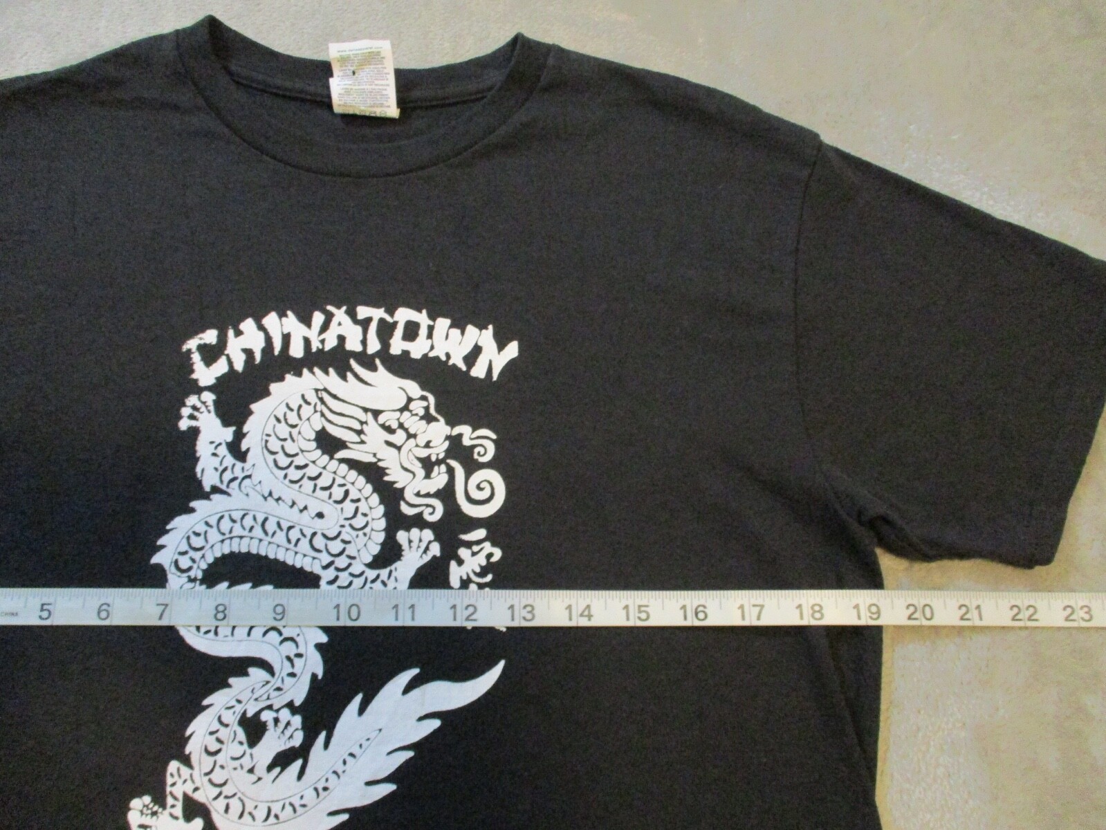 Vintage Chinatown New York Shirt Mens Medium Black White Dragon China Town