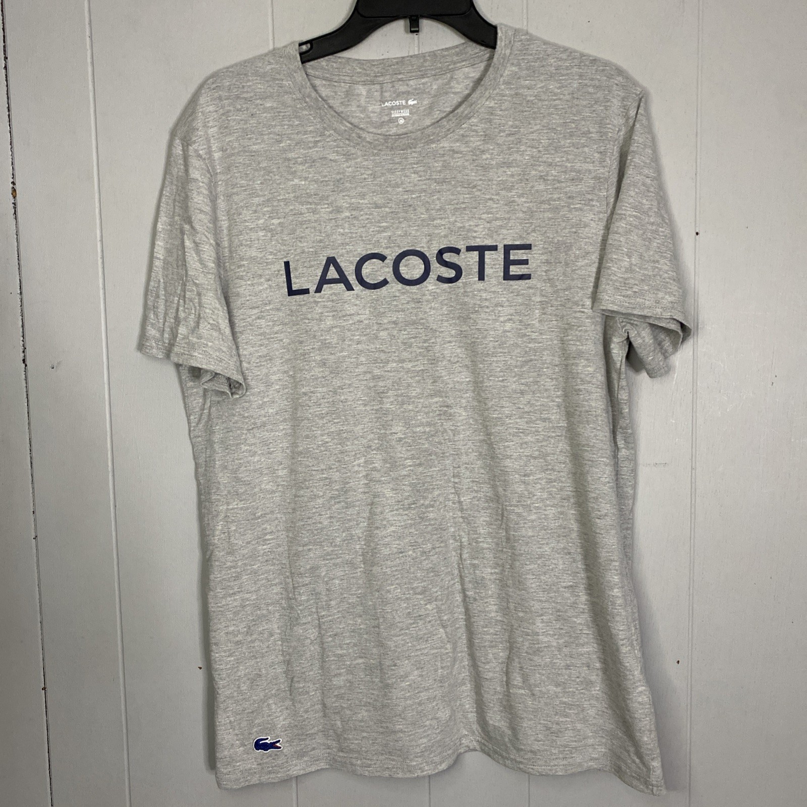 Lacoste Mens T Shirt Medium Heathered Grey Soft Feel M 21×28 Sleepwear