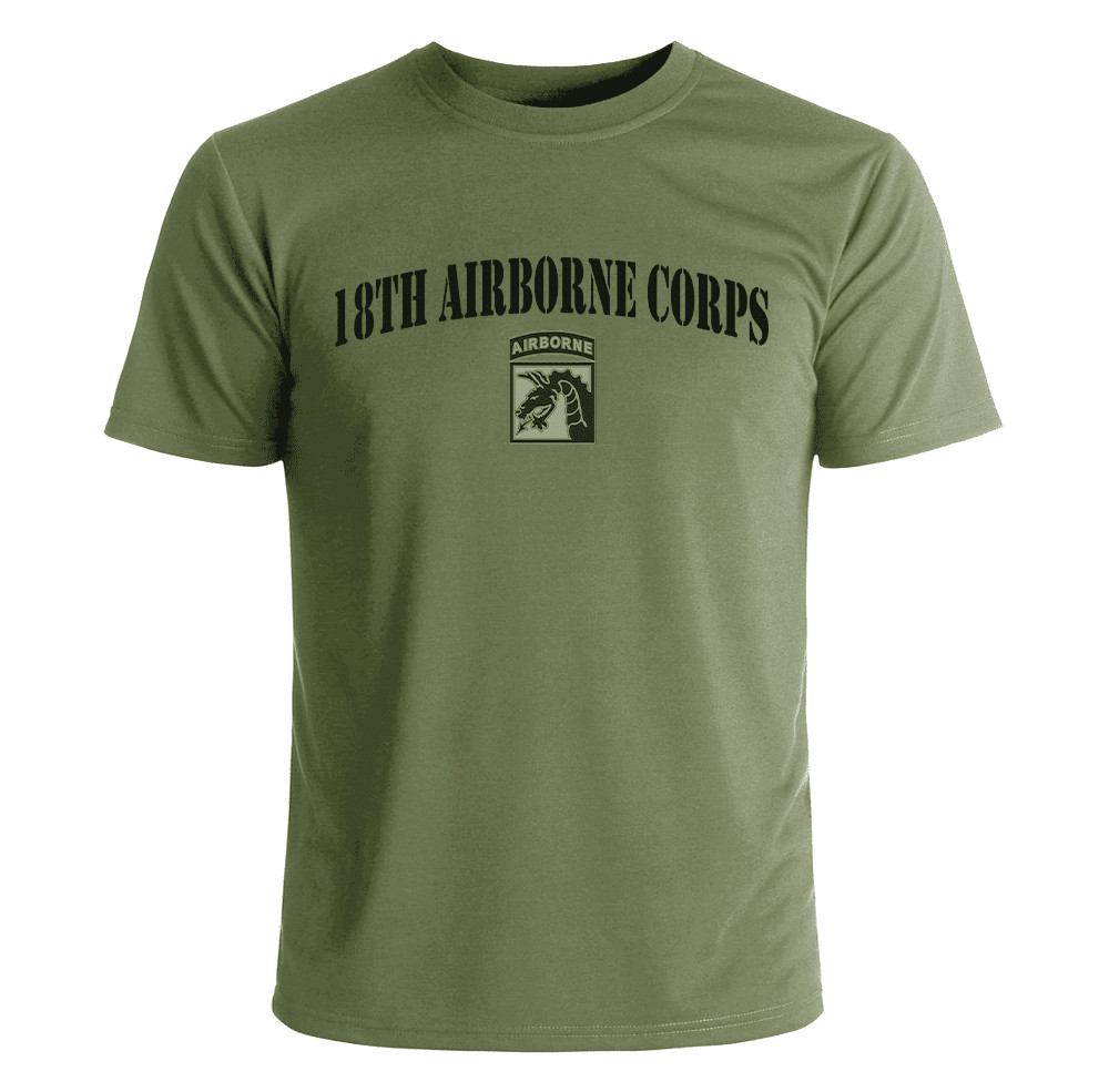 US Army 18th Airborne Corps OD Green Subdued T-Shirt Officially Licensed