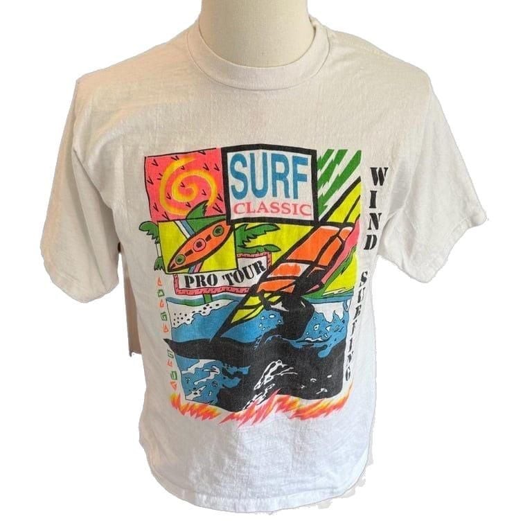Vintage 90s Wind Surfing Classic Pro Tour Graphic T-Shirt Neon Single Stitch XL