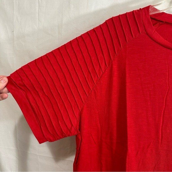 COOFANDY Mens Raglan Pleated Sleeve Muscle Fit Gym & Training T-Shirt Red XL