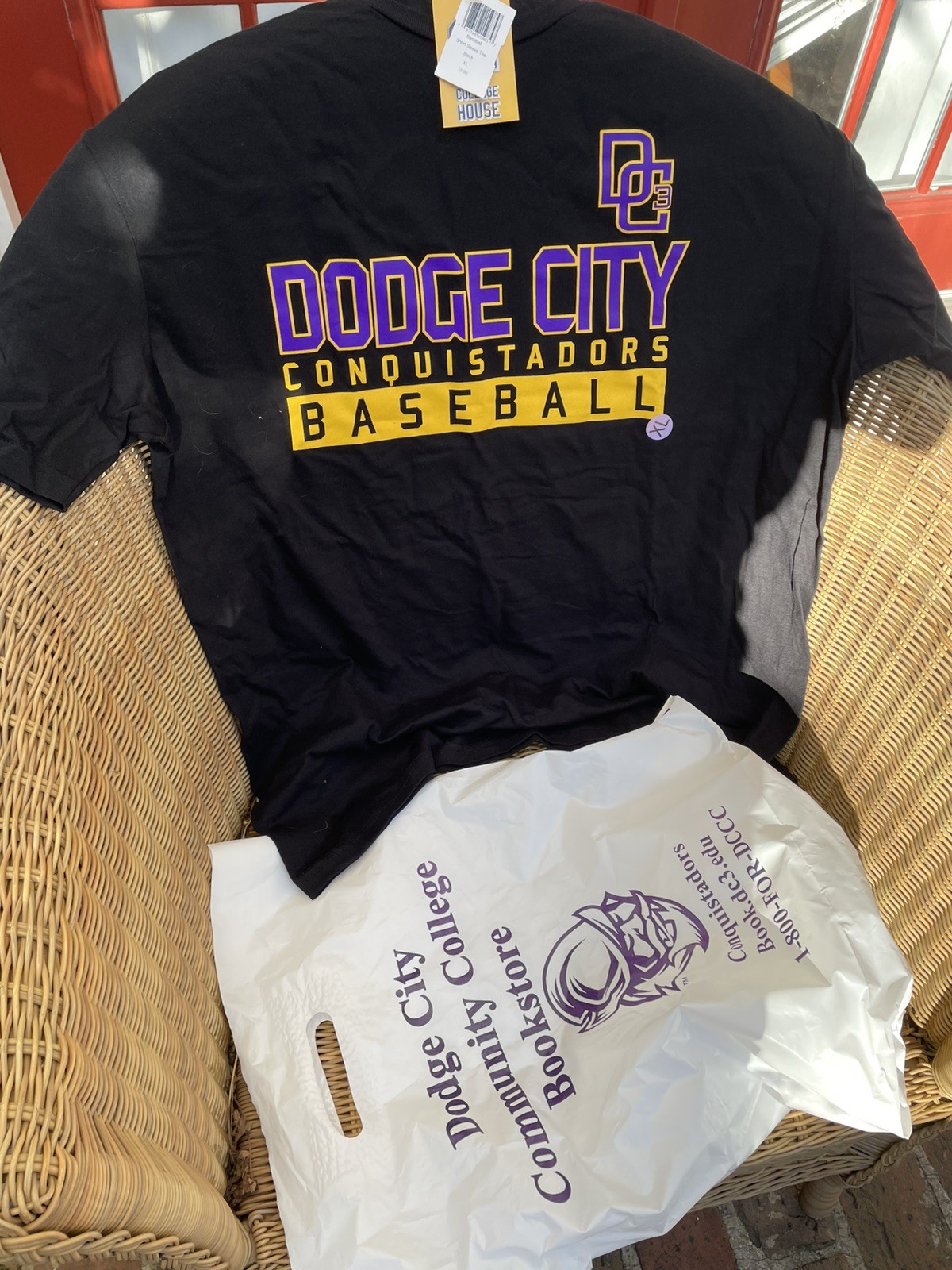 Dodge City Community College Conquistadors Baseball Tee Shirt -NWT Black XL DC3