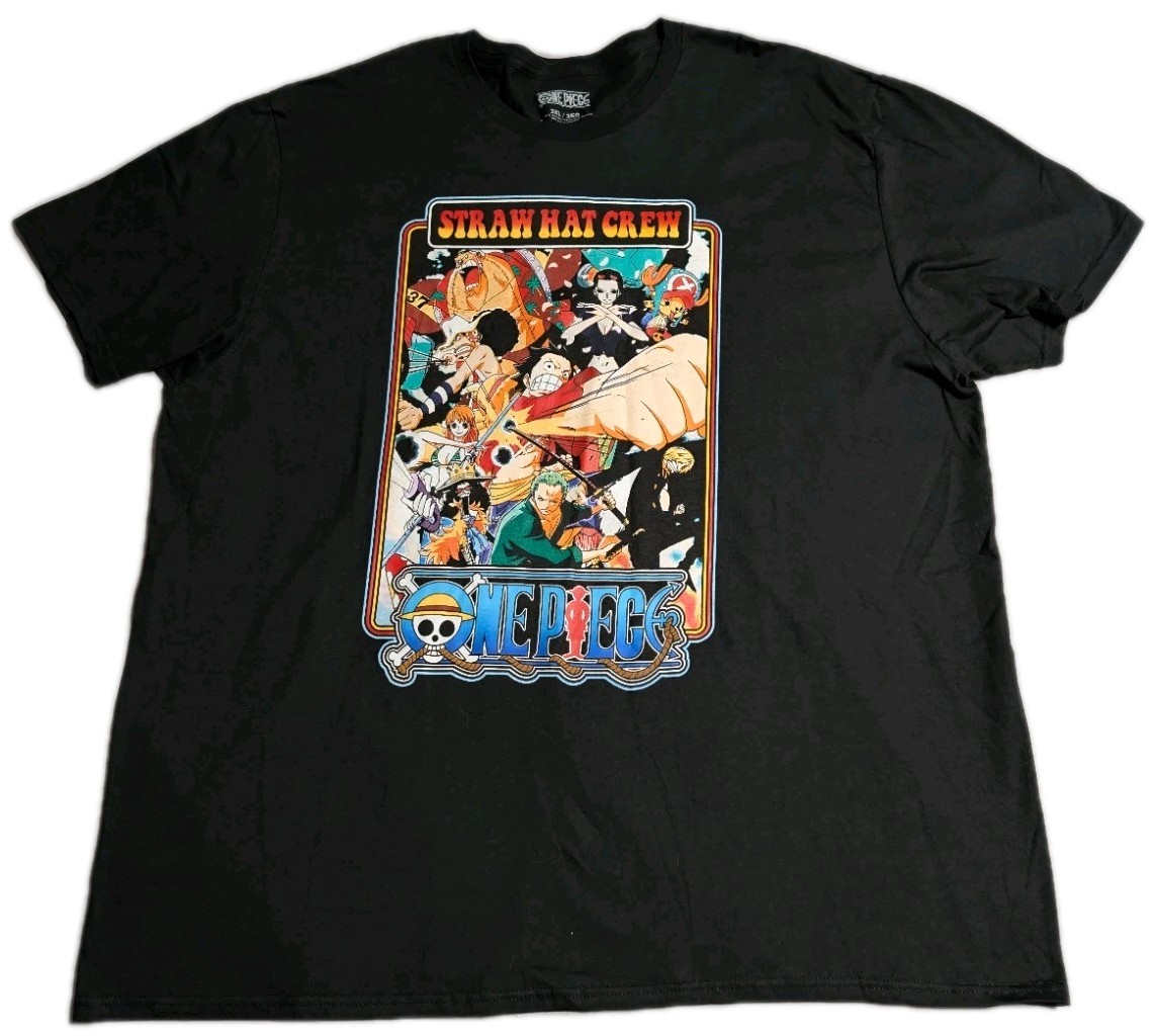 One Piece Straw Hat Crew Graphic T Shirt Black Anime Manga Mens 3XL
