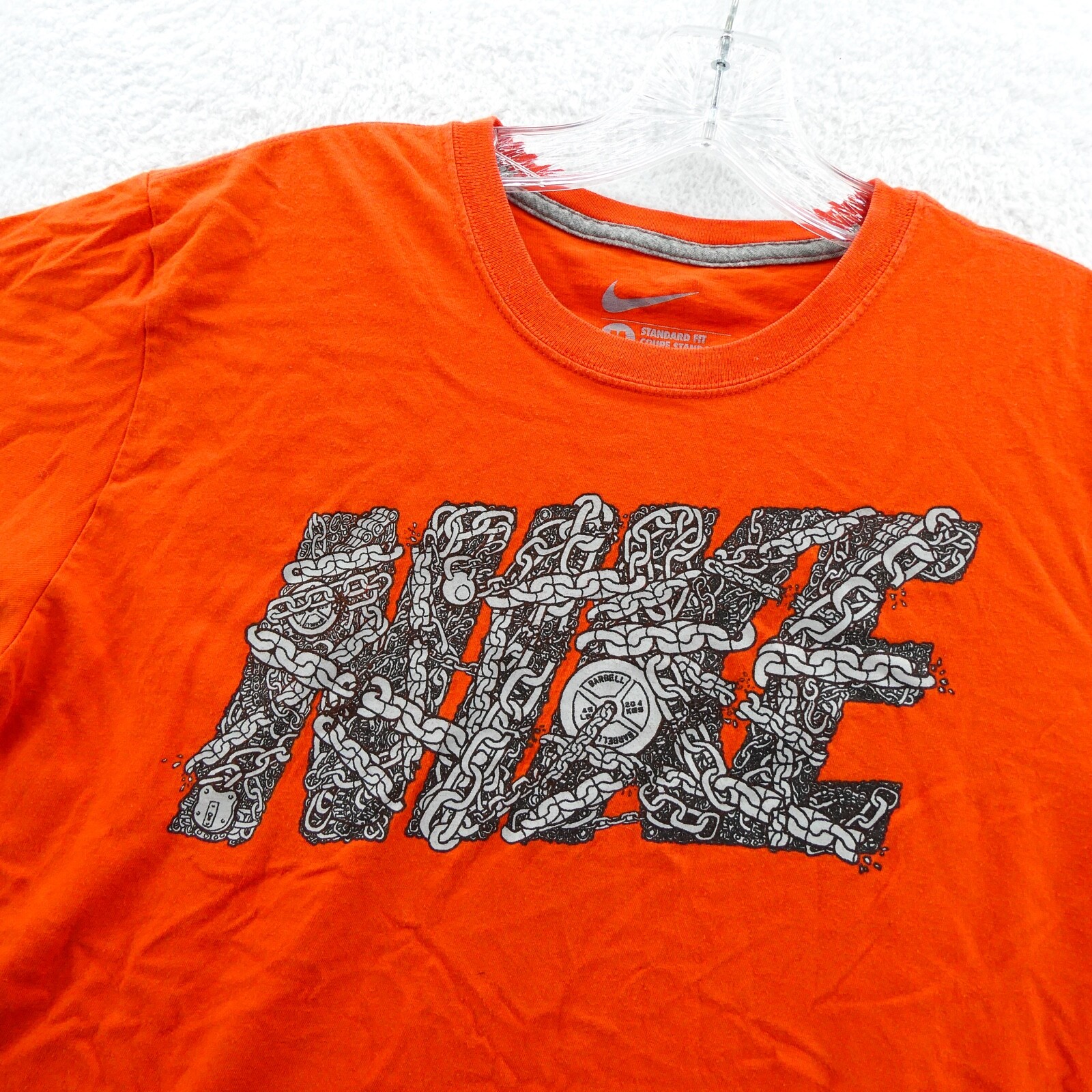 Nike Shirt Mens Medium Orange Regular Cotton Tee Beach Casual Summer Gym Sport