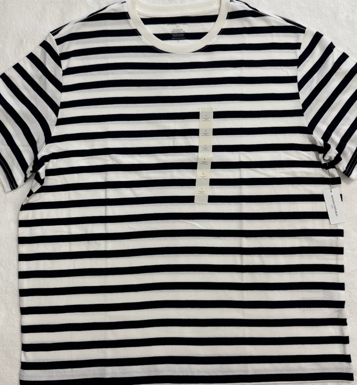 New Banana Republic Men’s Short Sleeve T-Shirt White Stripe Size L $20.00