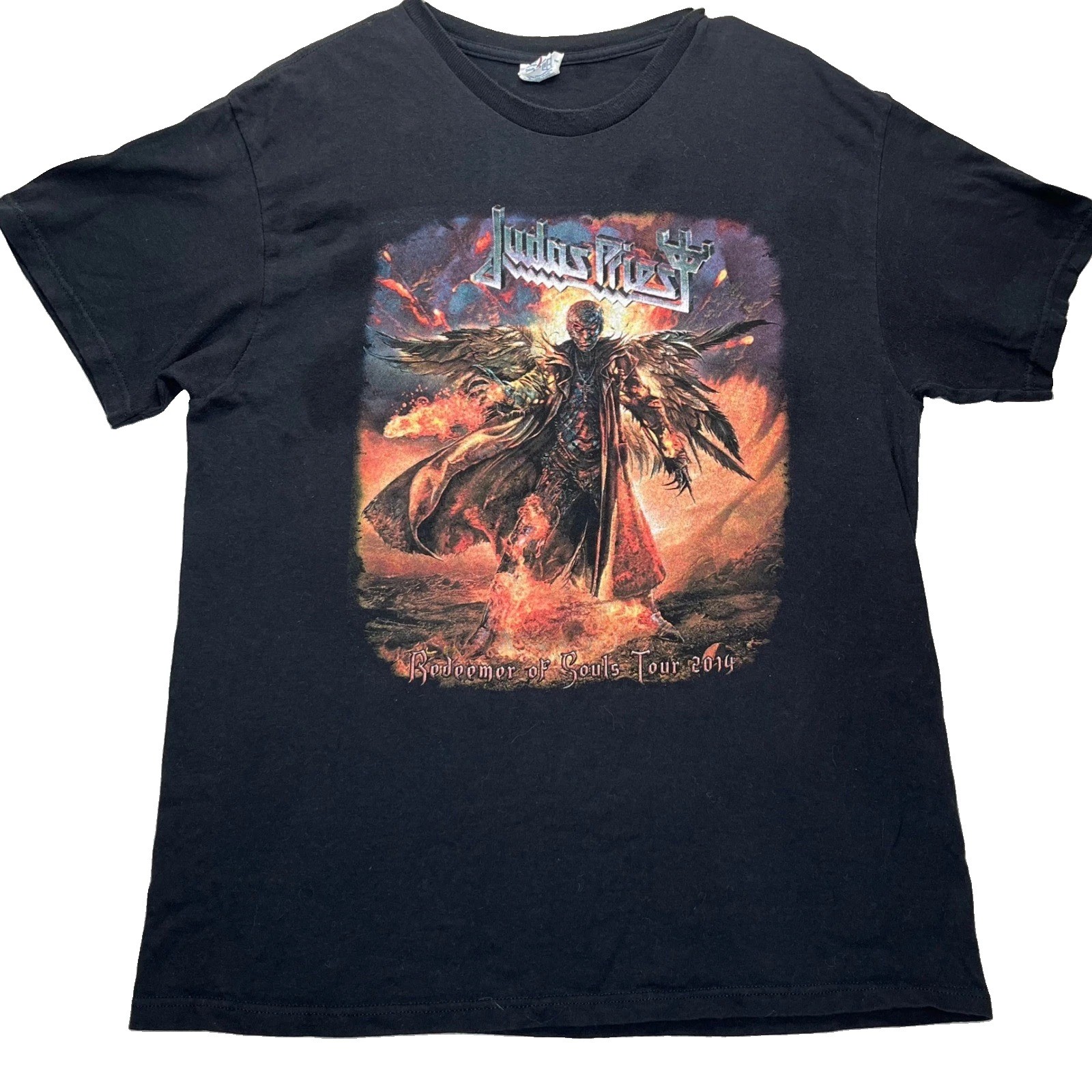 Judas Priest T Shirt Redeemer of Souls Tour 2014 Mens L Black Cotton Emo Grunge