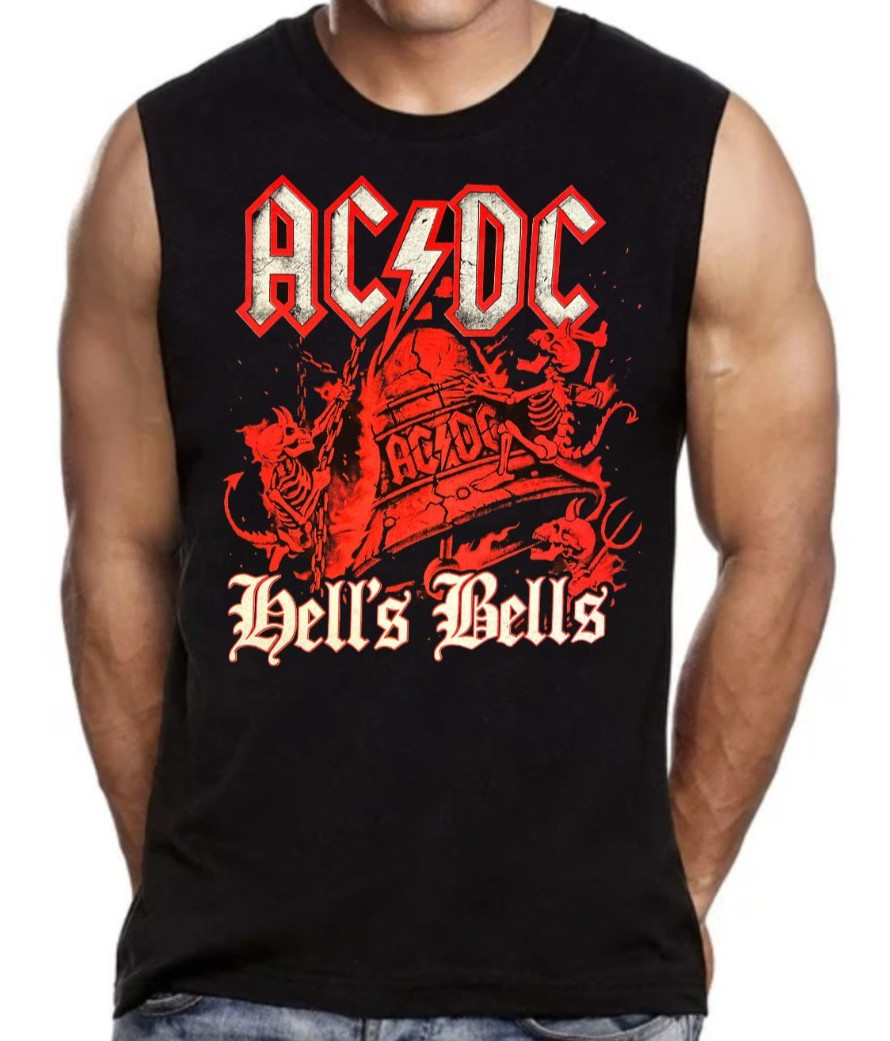 ACDC HELL’S BELLS ROCK Band Men’s Muscle Shirt (Multiple Colors)