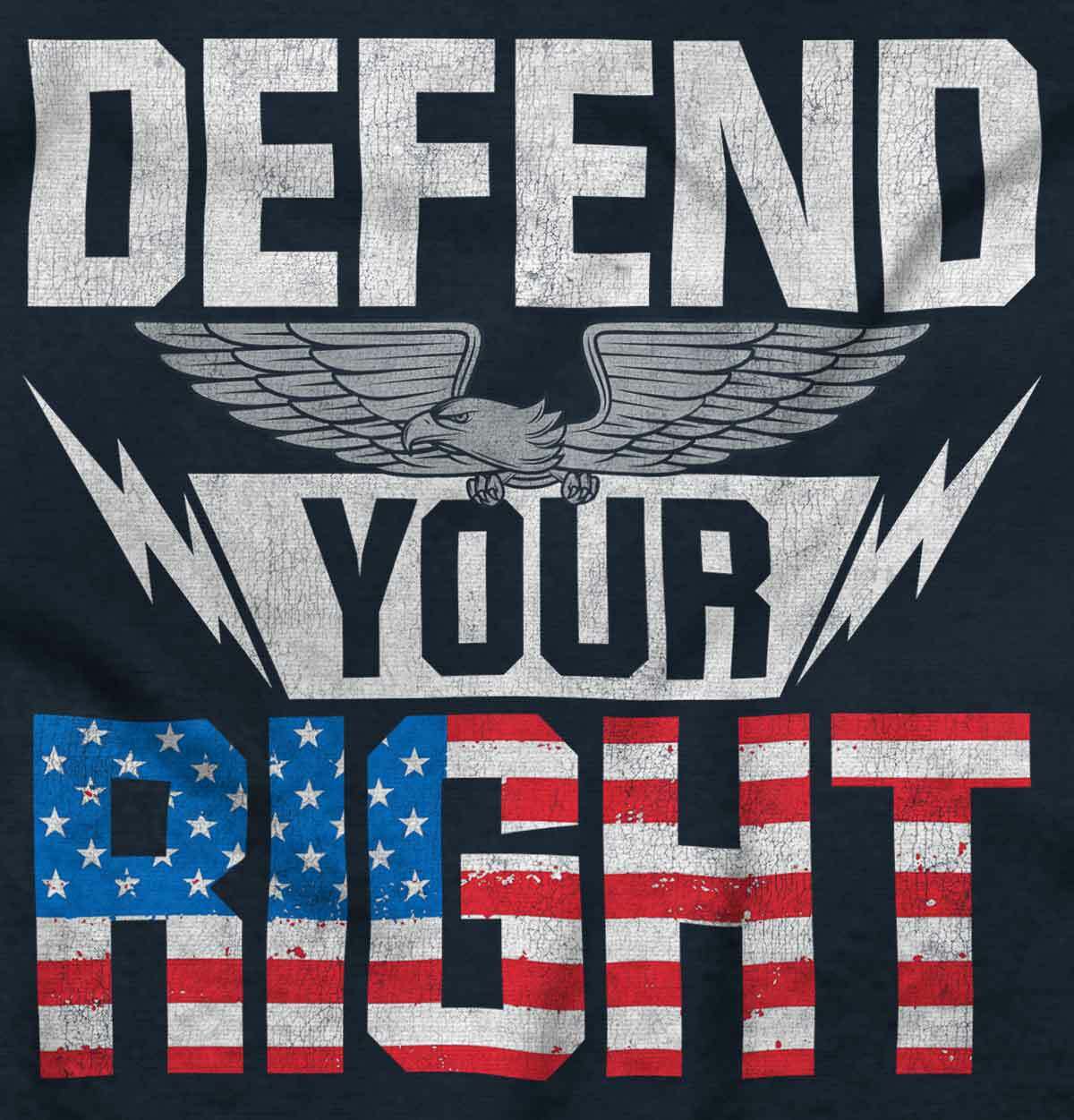 Defend 2nd Amendment American Flag Pro 2A Womens or Mens Crewneck T Shirt Tee