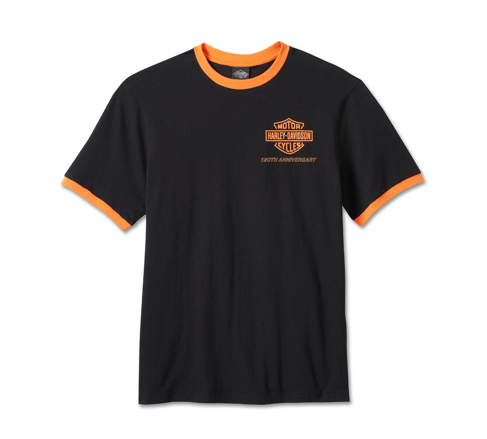 Harley-Davidson Men’s 120th Anniversary Ringer Short Sleeve Tee – Black, 96834