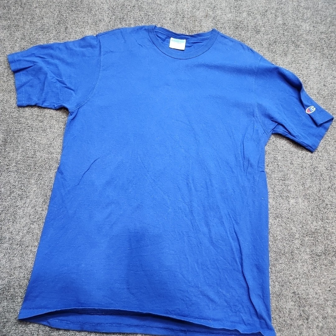 Vintage Champion Athletic Blank T-Shirt Men XL Sportswear Plain Blue Late 90s