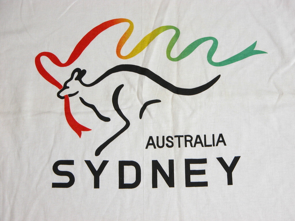 Vtg Sydney Australia Kangaroo Logo T Shirt M 100% Cotton NOS