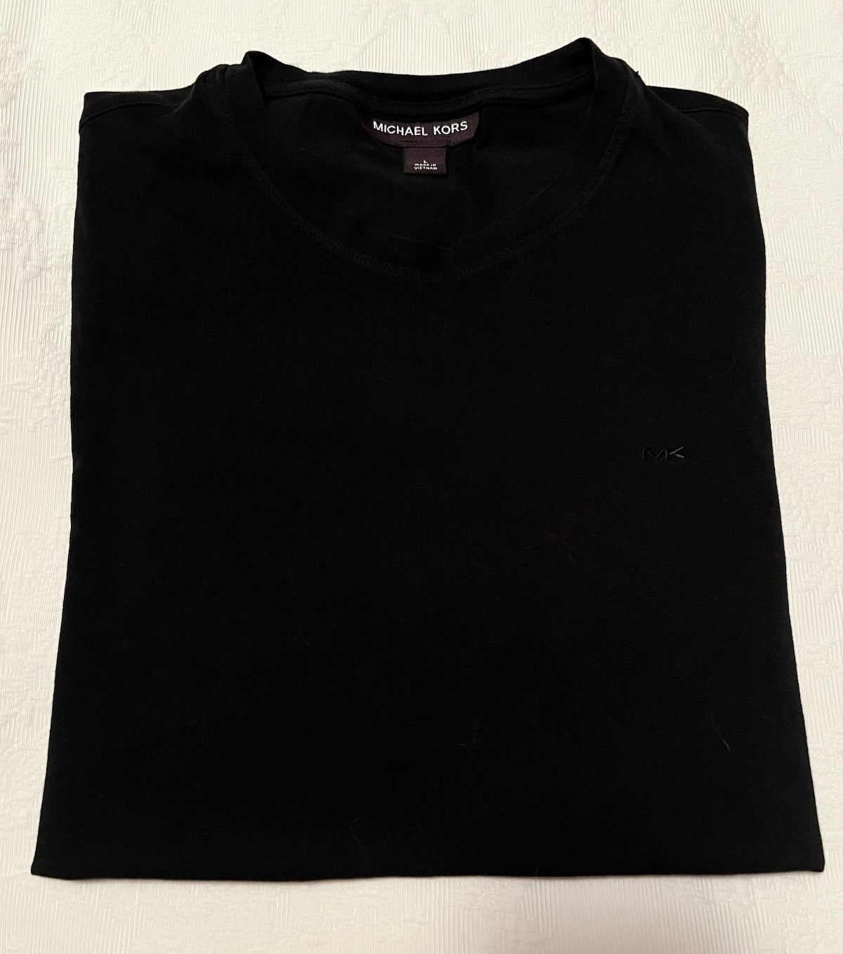 Michael Kors Crew Neck Logo Black 100% Cotton Casual Short Sleeve Sz L