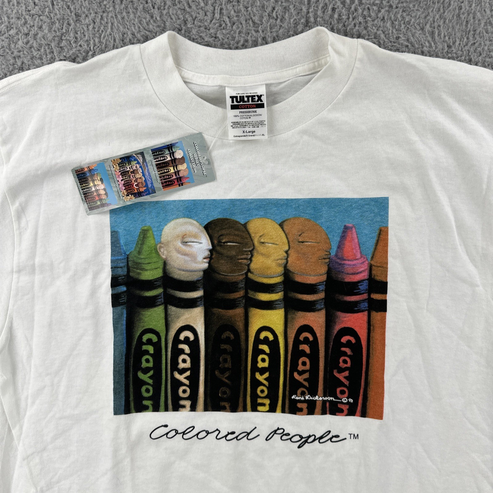 Vtg Tultex Mens XL White Shirt Rene Dickerson Colored People Art Tee 93 NWT 90s
