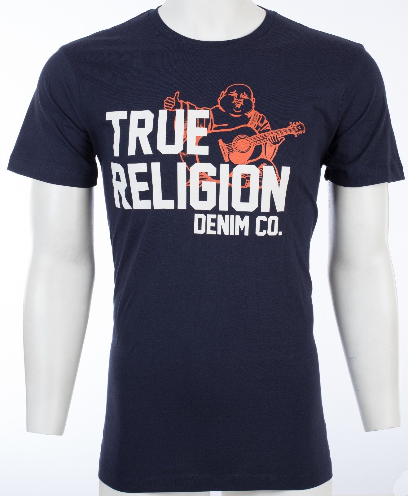 $69 TRUE RELIGION Navy BUDDHA APPROVED Short Sleeve Designer Graphic T-shirt NWT