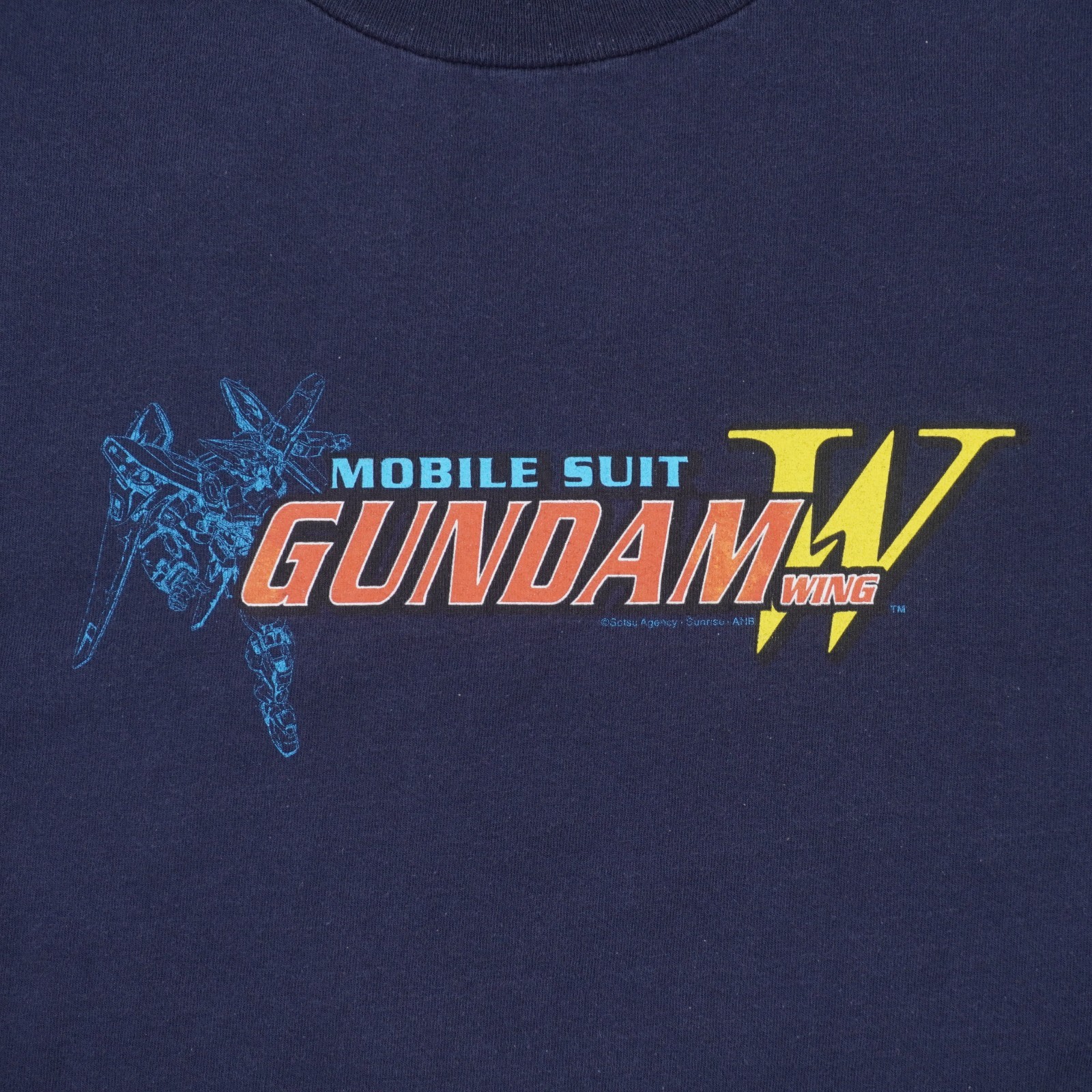 Vintage Y2K Mobile Suit Gundam Wing T Shirt Mens Large Navy Blue Wing Zero SOTSU