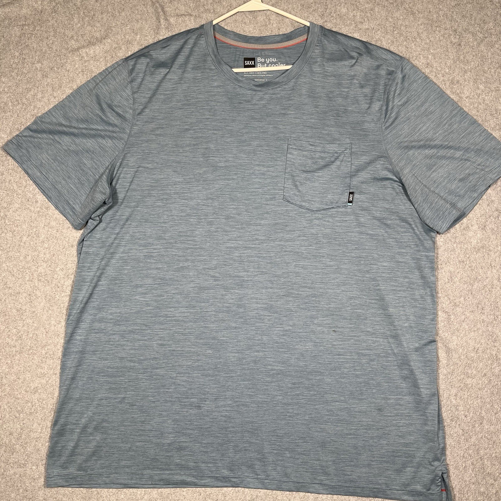 Saxx Shirt Mens 2XL Gray Blue DropTemp Cooling Performance Stretch