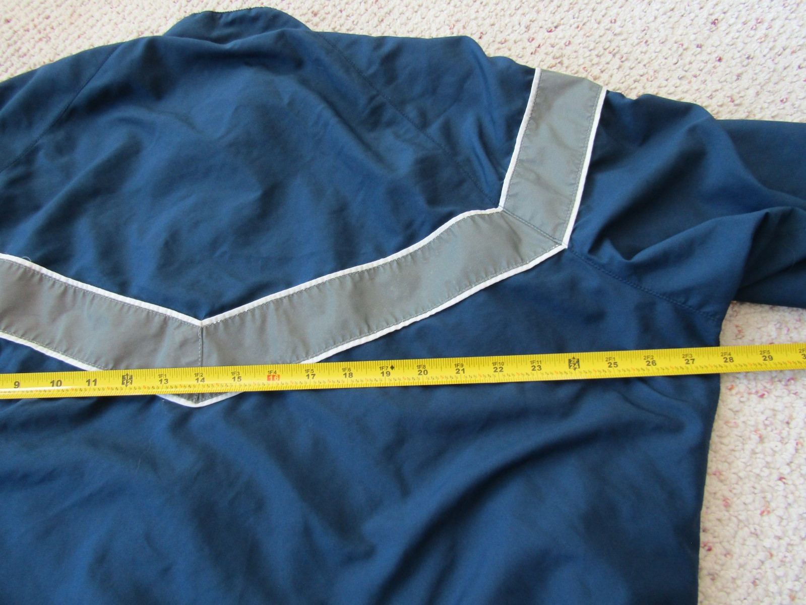 U S Air Force Jacket Blue with Stitched Letters and Silver Reflective Stripes L