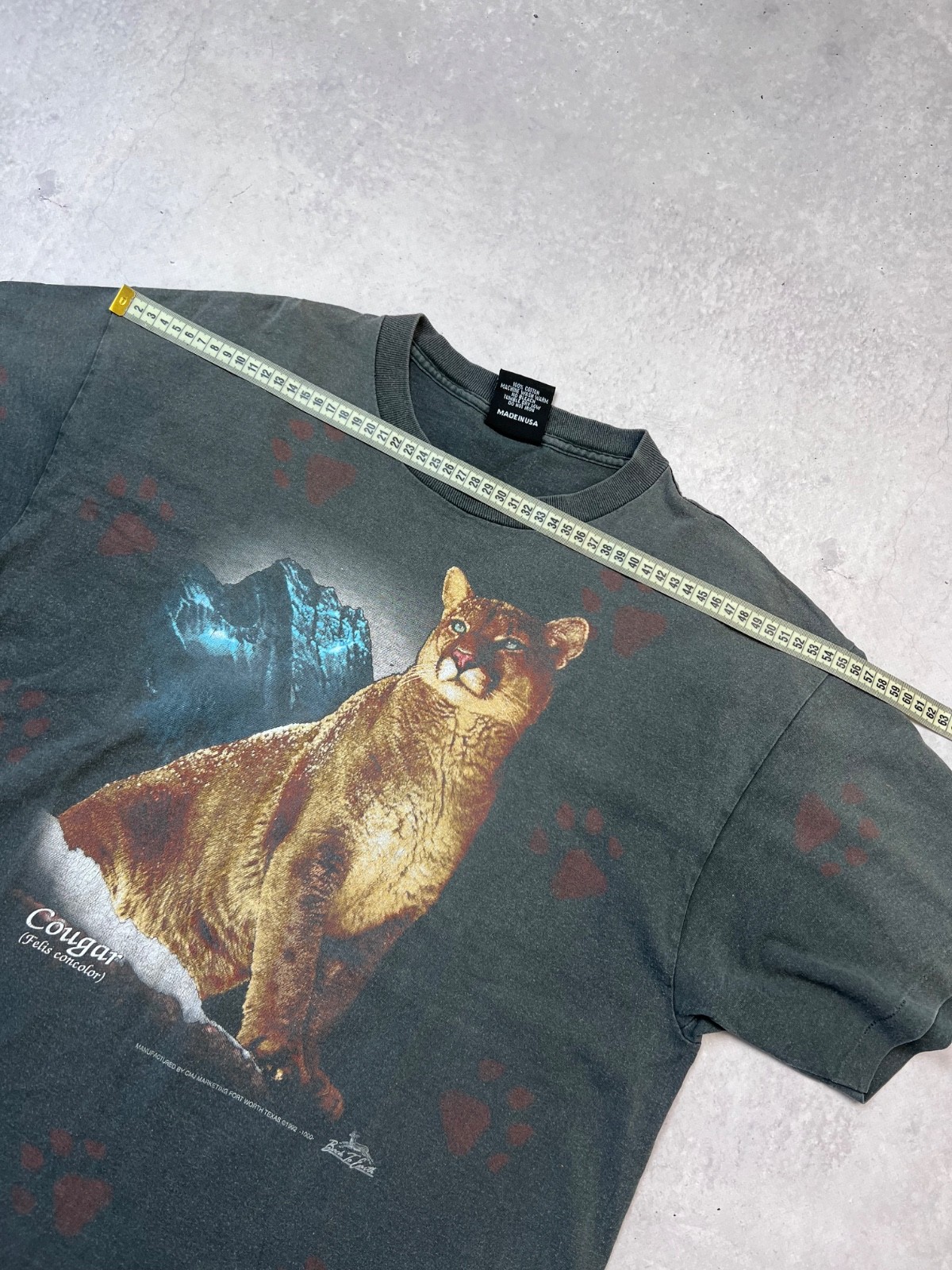 Vintage 1992 3D Emblem Cougar Wildlife Graphic T Shirt XL Made USA Single Stitch