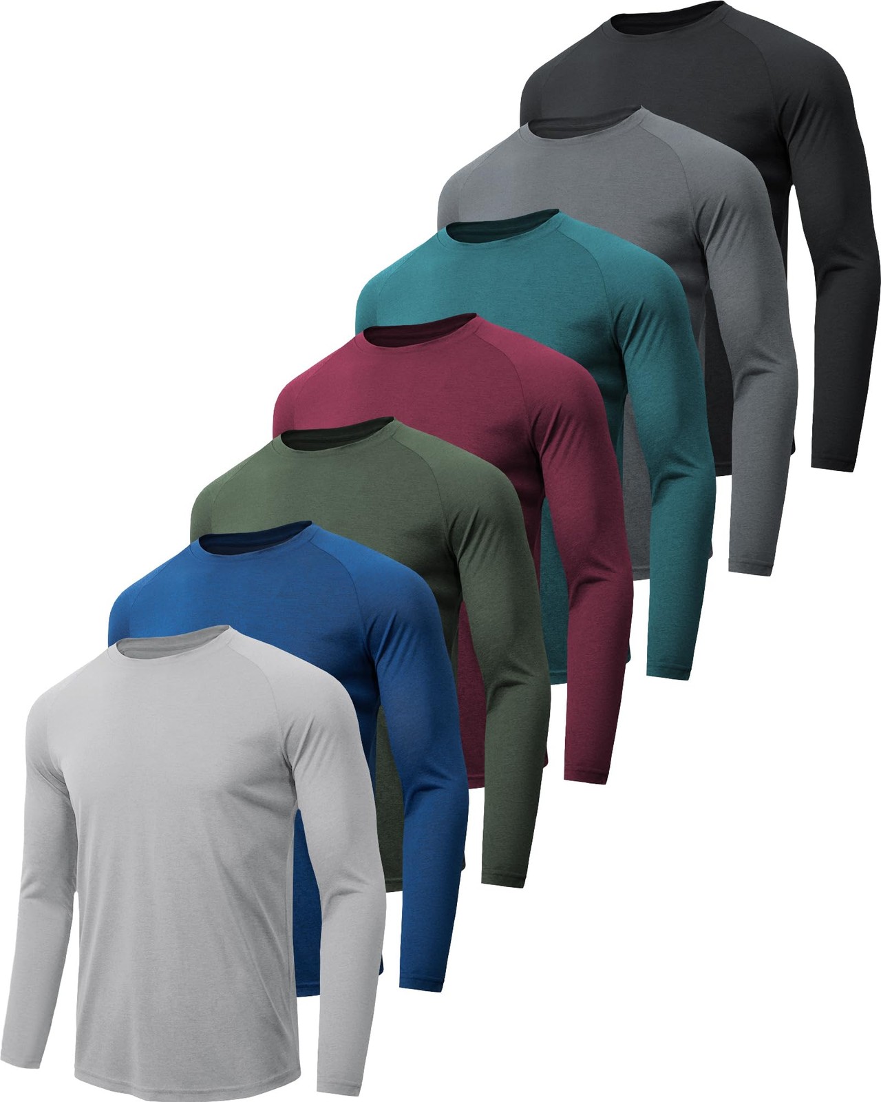 7 Pack Long Sleeve Shirts for Men UPF 50+ UV Sun Protection Quick Dry Moistur…