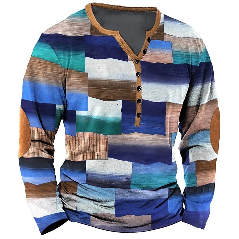 Camiseta Vintage Para Hombre De Algodón De ImitacióN Línea Geométrica Estampado