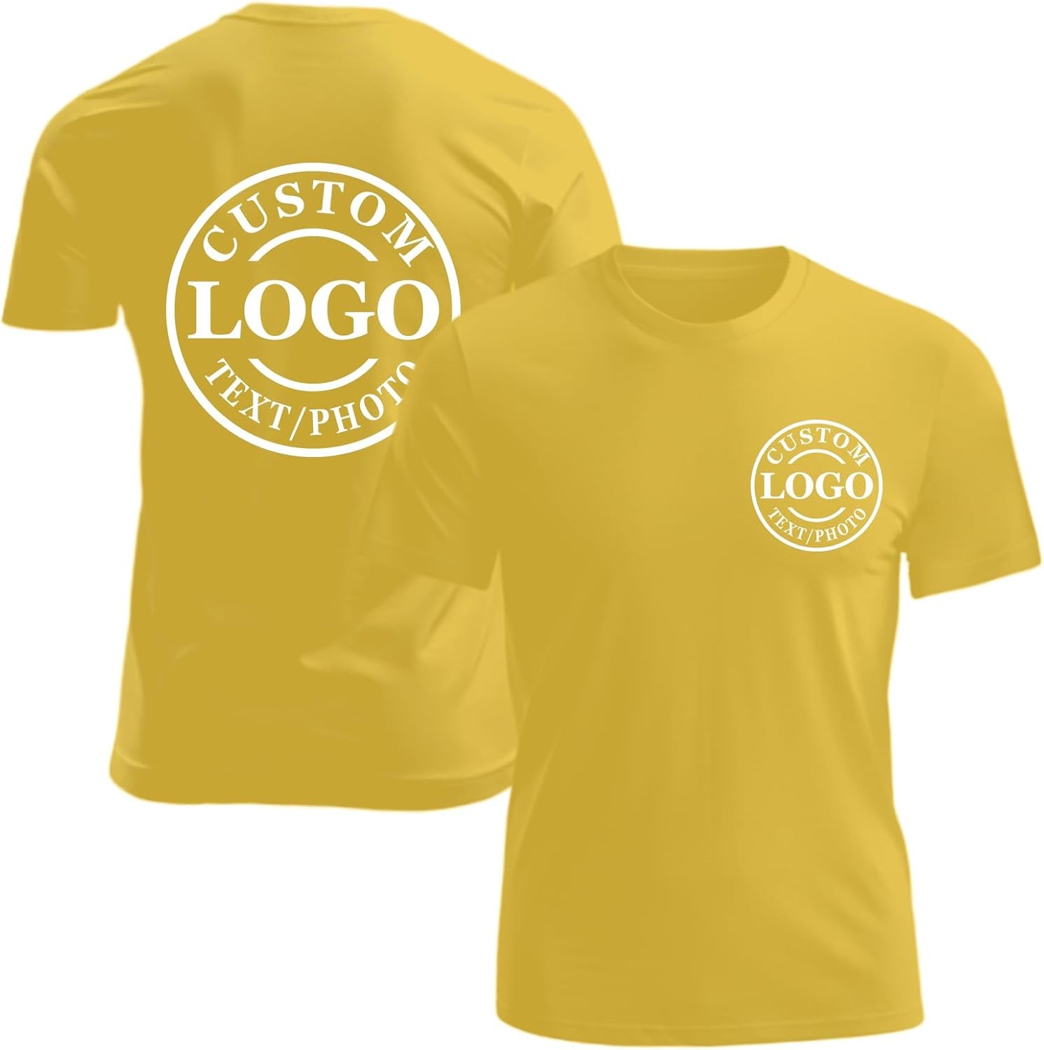 Custom Business Logo T-Shirt Front Back Upload Photo Text Logo 100% Cotton