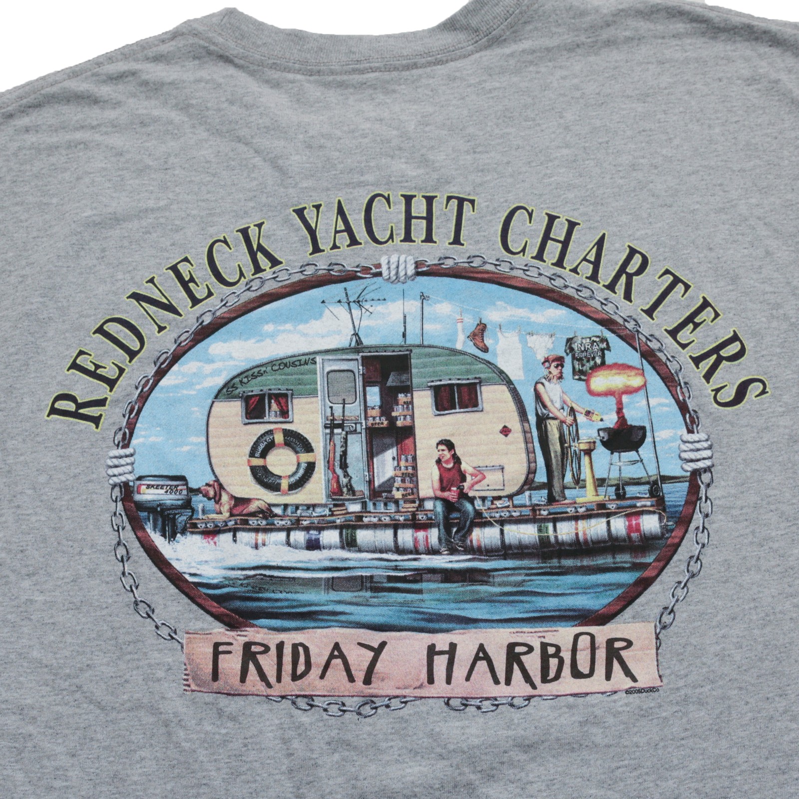 The Duck Company Redneck Yacht Charters Friday Harbor T-Shirt Men’s Gray Large