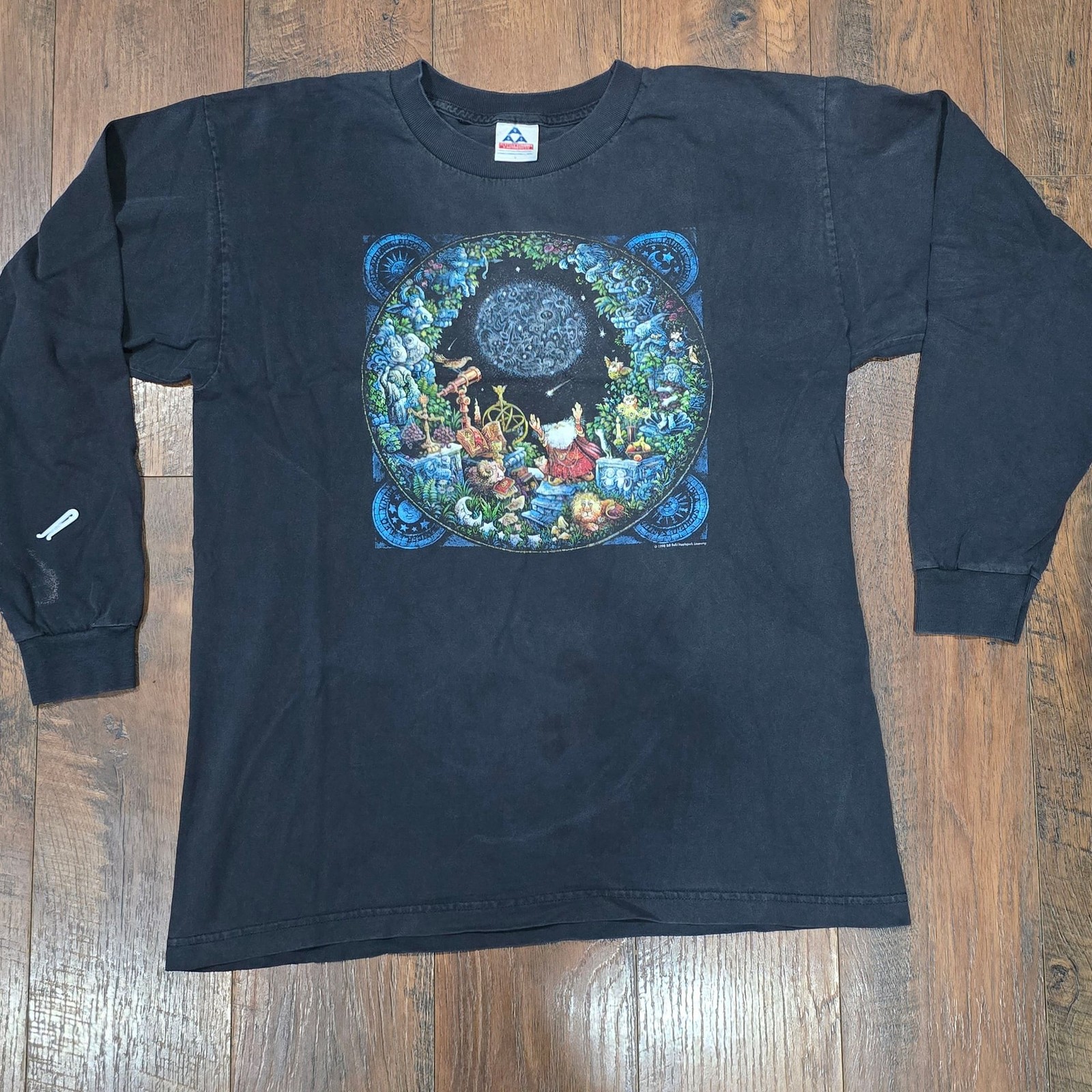 Vintage 1998 Bill Bell Astrologer Wizard Long Sleeve Graphic T-Shirt