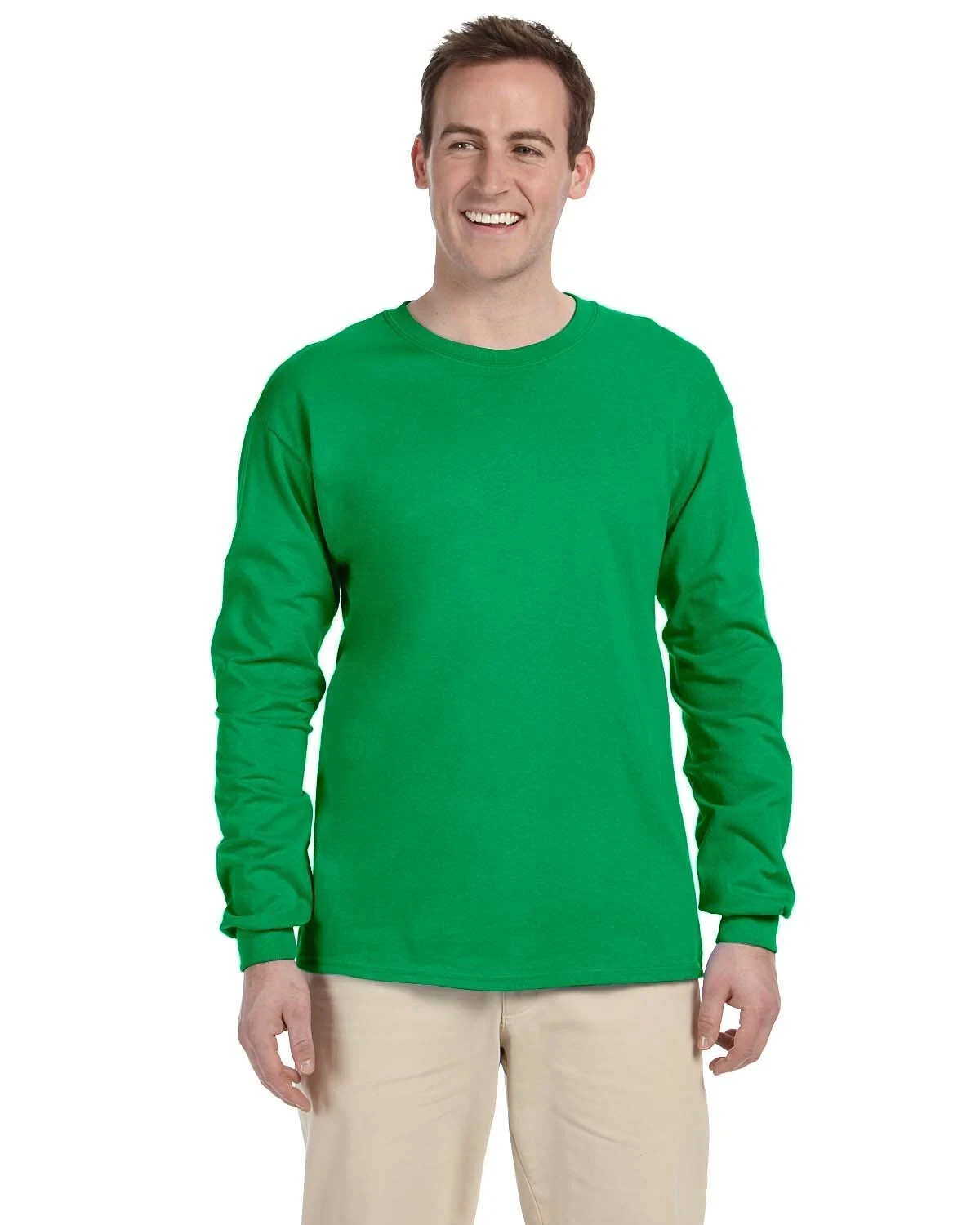 Gildan G240 Men’s Ultra Preshrunk Cotton Crew Neck Long Sleeve Tee Top T-Shirt