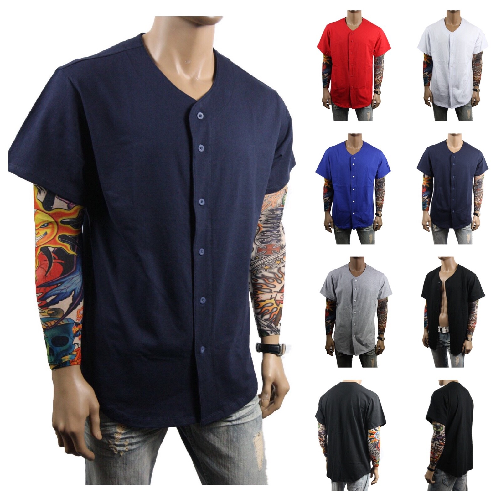Men Baseball T-Shirt Cotton Jersey Plain Solid Sports Team Raglan Tee S-3XL