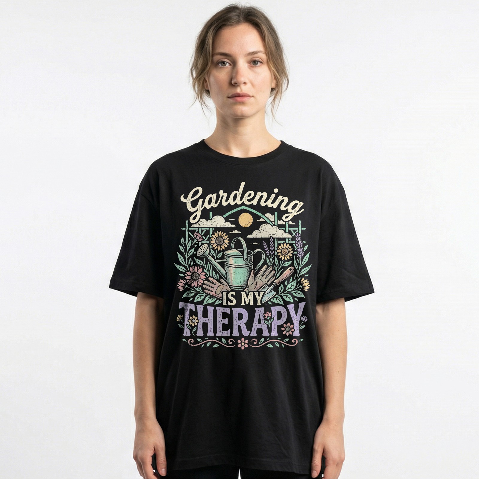 Gardening is My Therapy T-Shirt Floral Gardener Tee