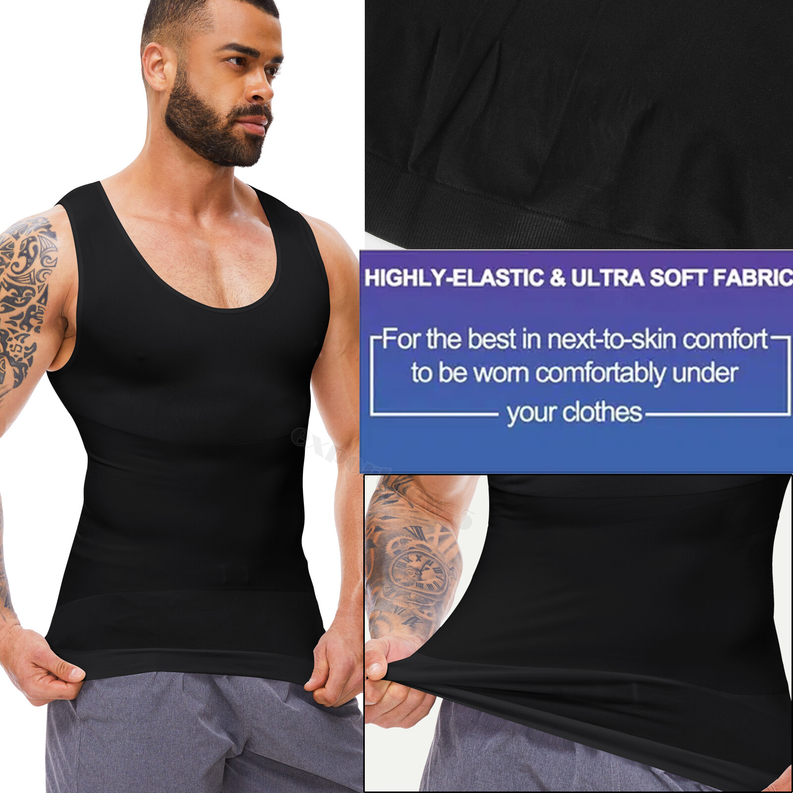 Men’s Body Shaper Gynecomastia Compression Ionic Shaping Shirt Slimming Tank Top