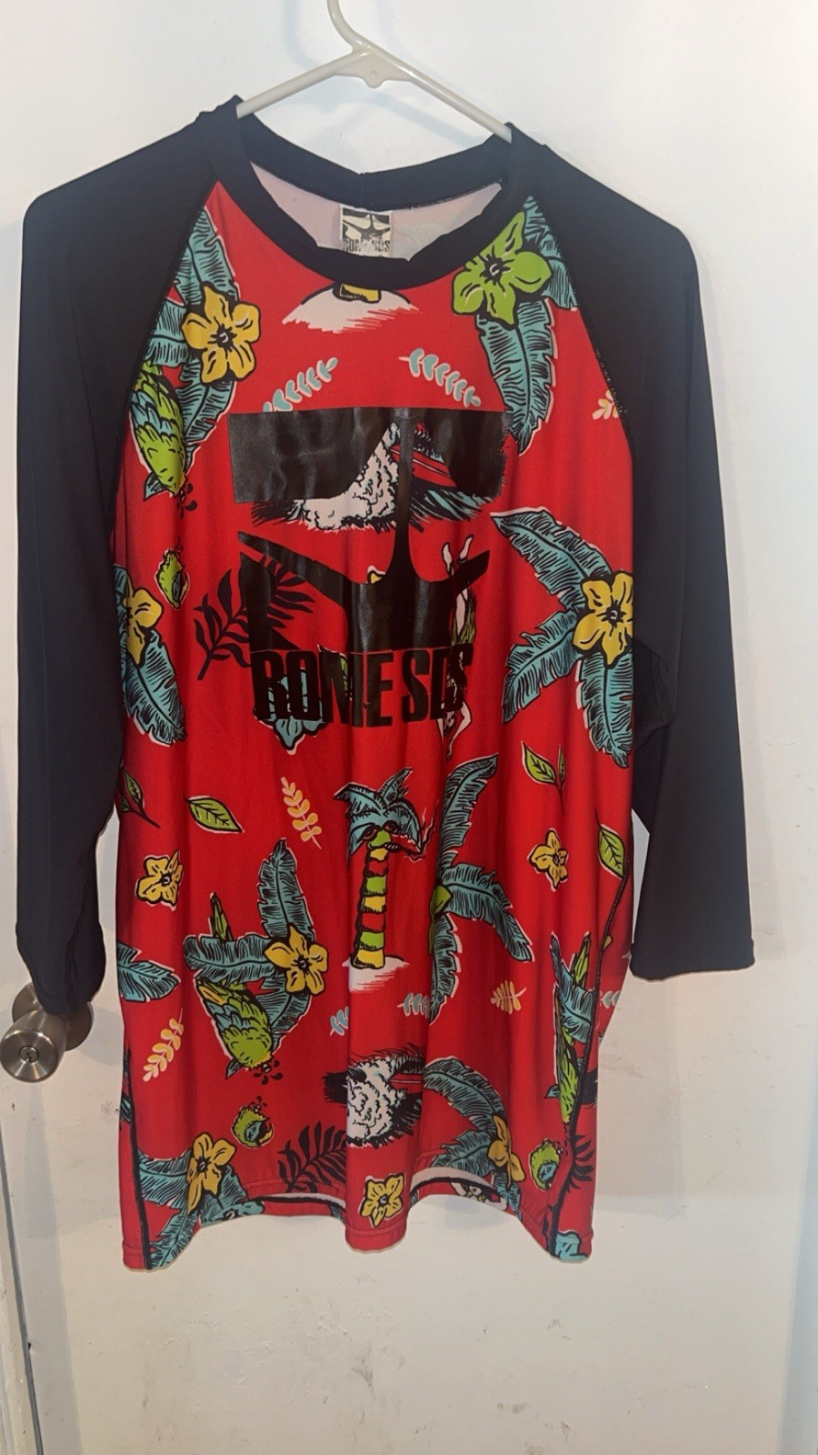 ROME SDS Graphic Print Raglan Red Black 3/4 Sleeve T-Shirt Men’s XL