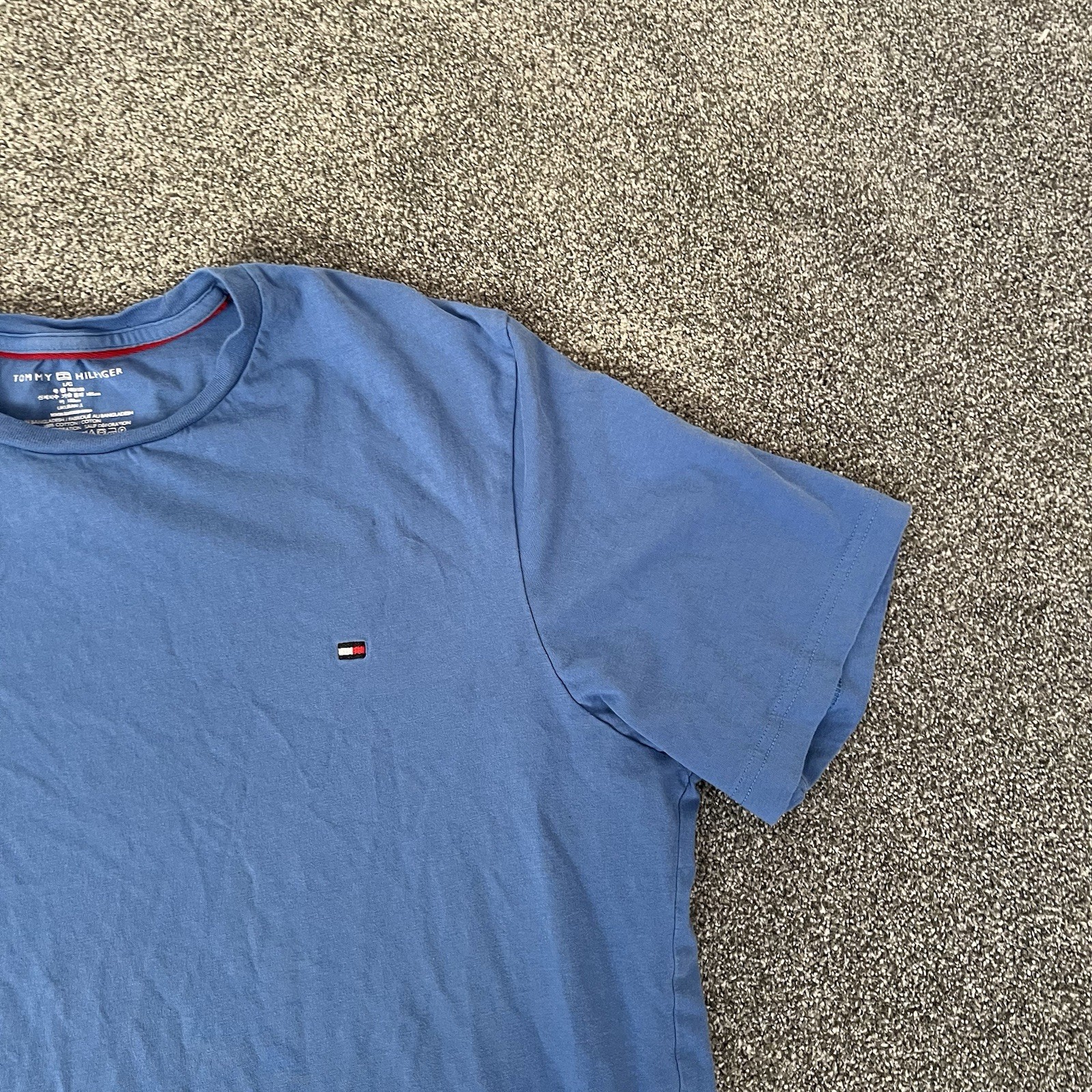 Tommy Hilfiger T Shirt Blue Flag Logo Short Sleeve Tee Mens L