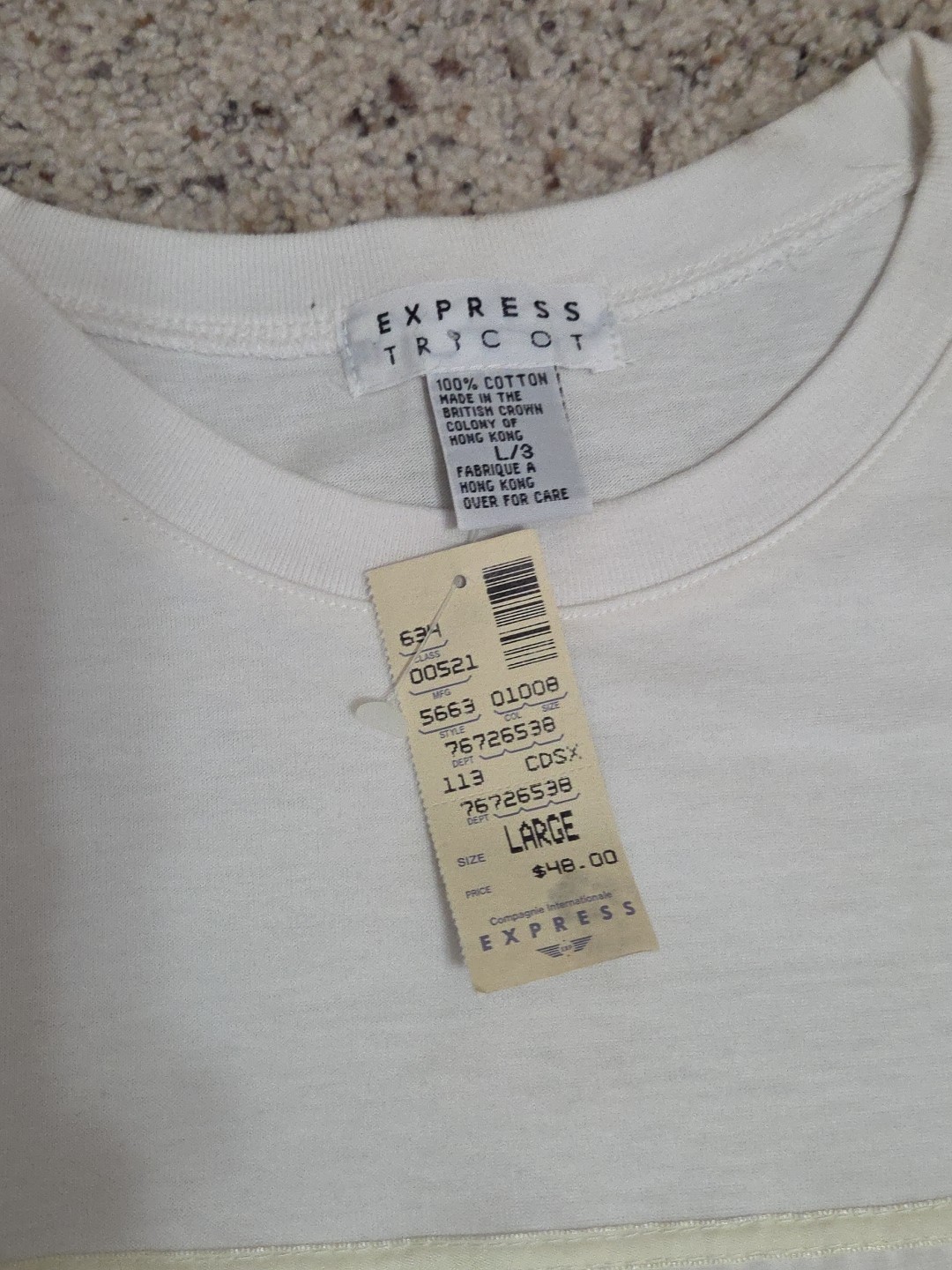 Vtg New W/ Tags Express Tricot T-Shirt Size Large Single Stitch Embroidered Sun
