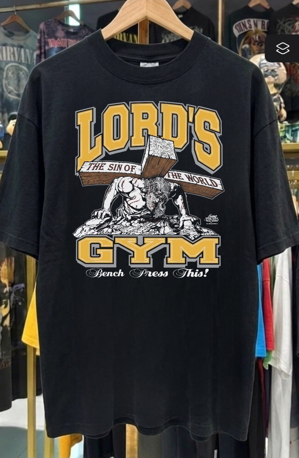 VNTG REMAKE LORDS GYM HIS PAIN ON A SHAKA HEAVYWEIGHT GARMET SHIRT “MODERN”