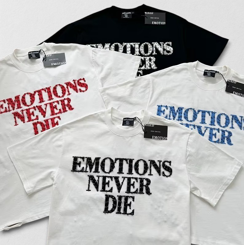 Mixed Emotion “Emotions Never Die” Rhinestone Tee Multiple Colors Small-Large