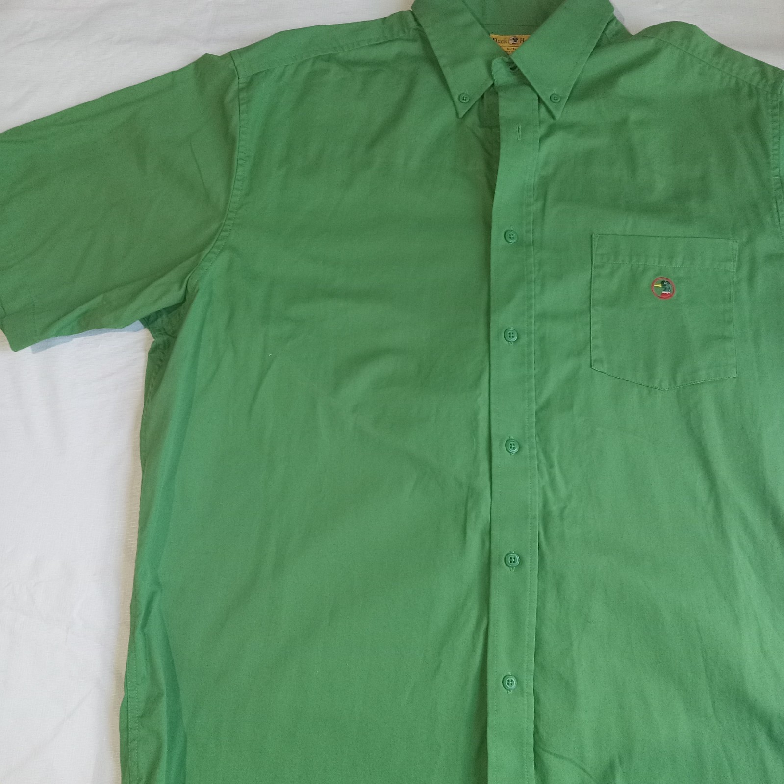 Duck Head Men’s L/G Green Short Sleeve Button Down Shirt Logo Pocket