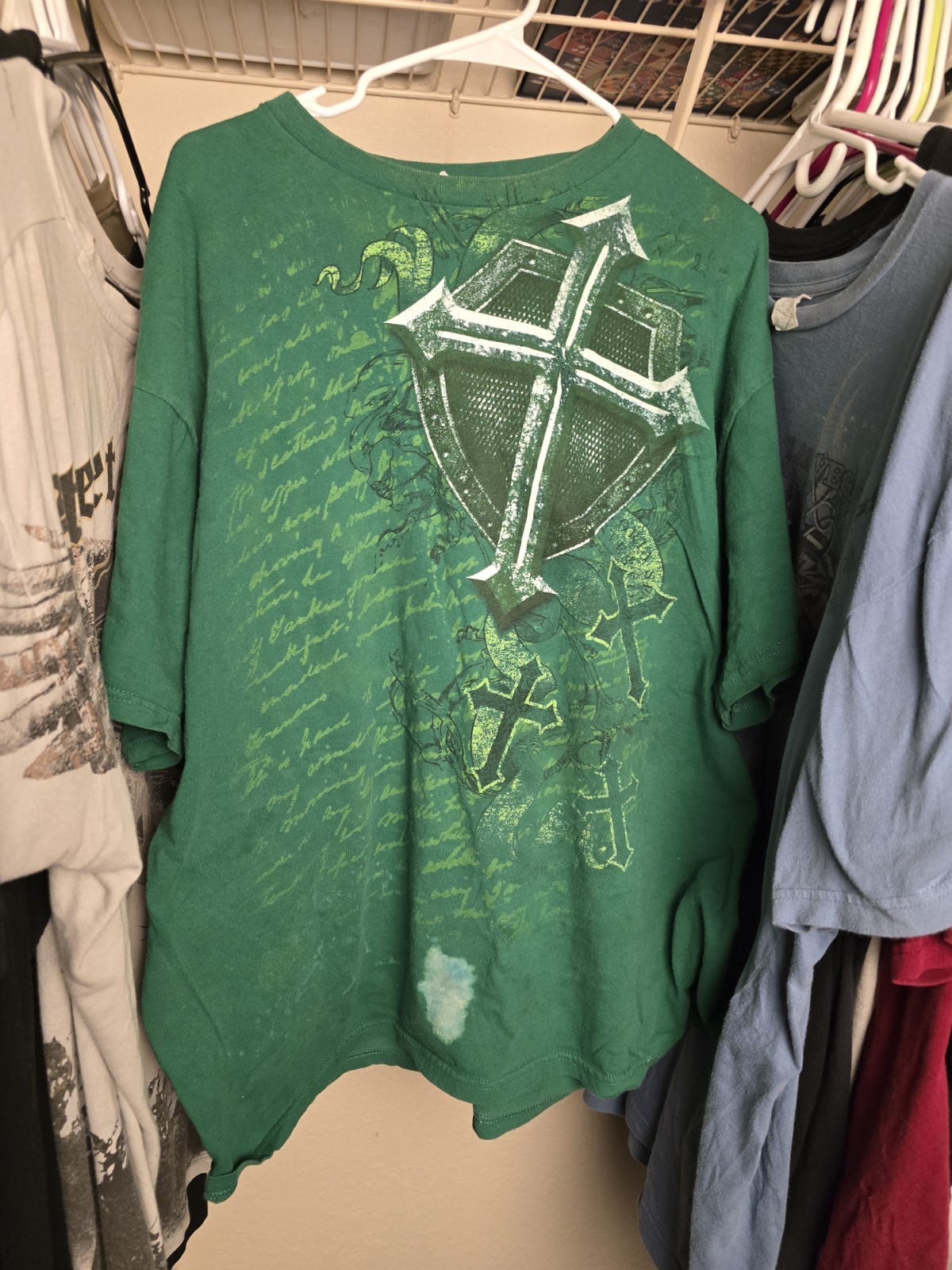 MMA-Affliction Styled Size XXl T-Shirt Delta Pro Weight Color Green Pre Owned
