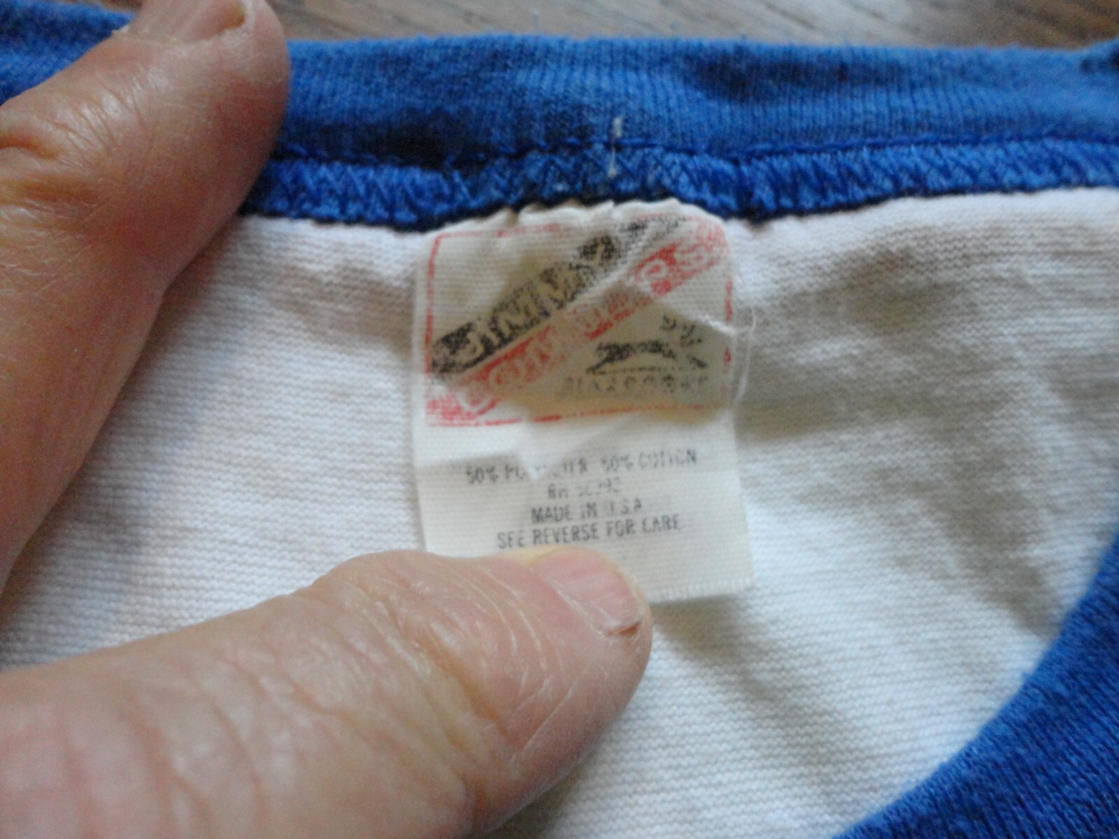 Vintage White Red Blue JC Soccer RINGER Jersey Shirt Adult M 50-50 USA Rare
