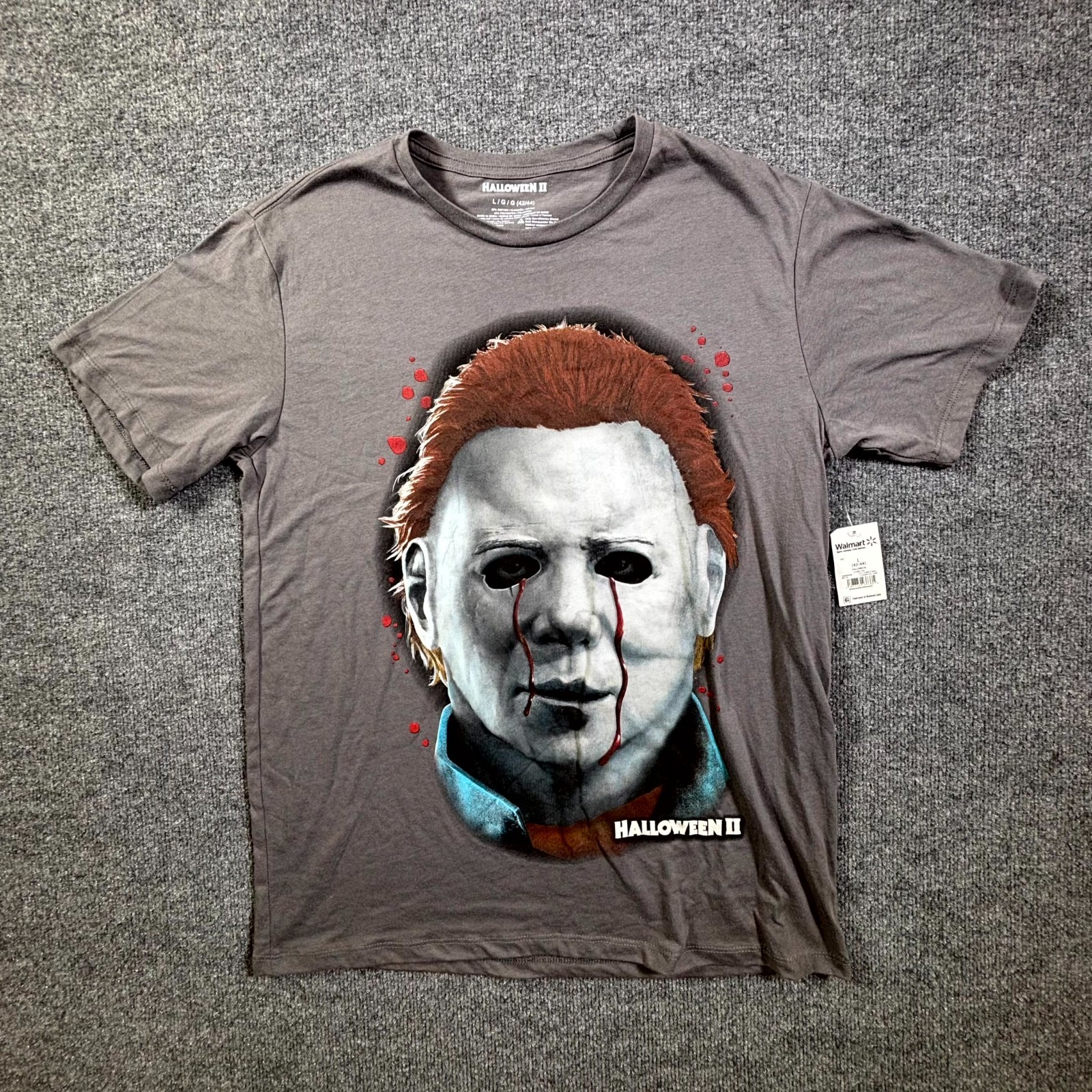 Mad Engine Halloween II Michael Myers Shirt Mens Large Gray Graphic Horror Movie